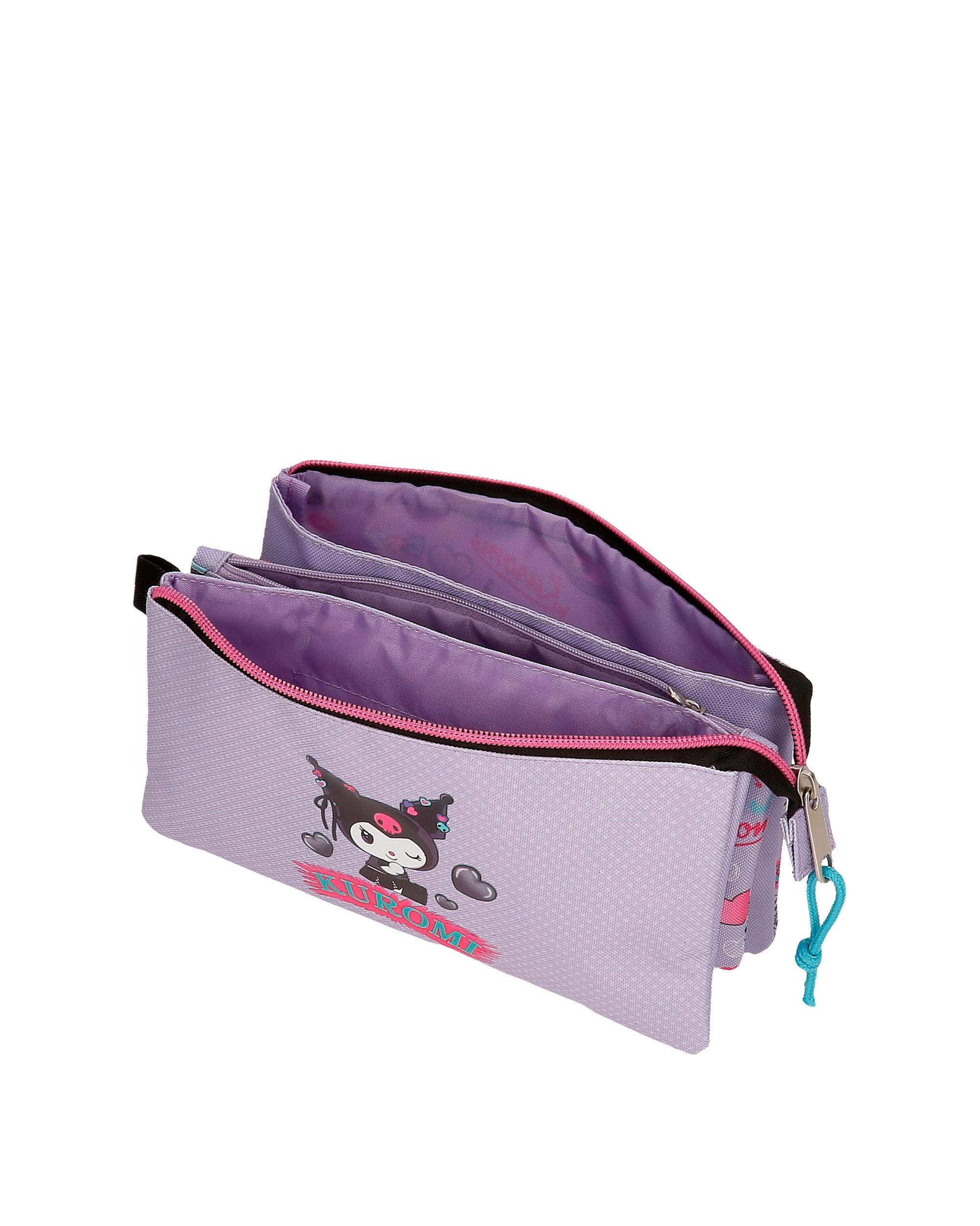 Portatudo Três Compartimentos Kuromi Retropop Roxo-4