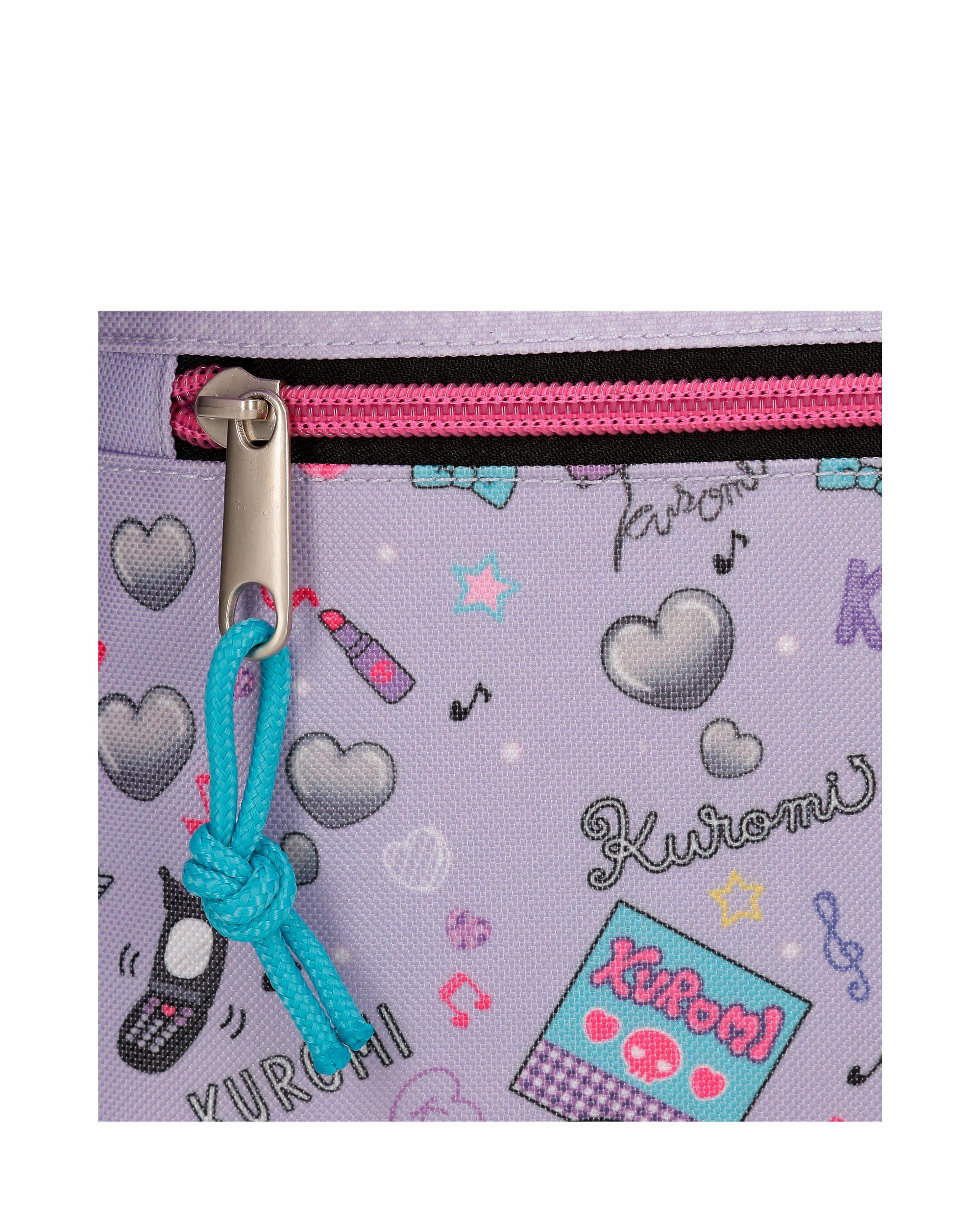 Portatudo Três Compartimentos Kuromi Retropop Roxo-5