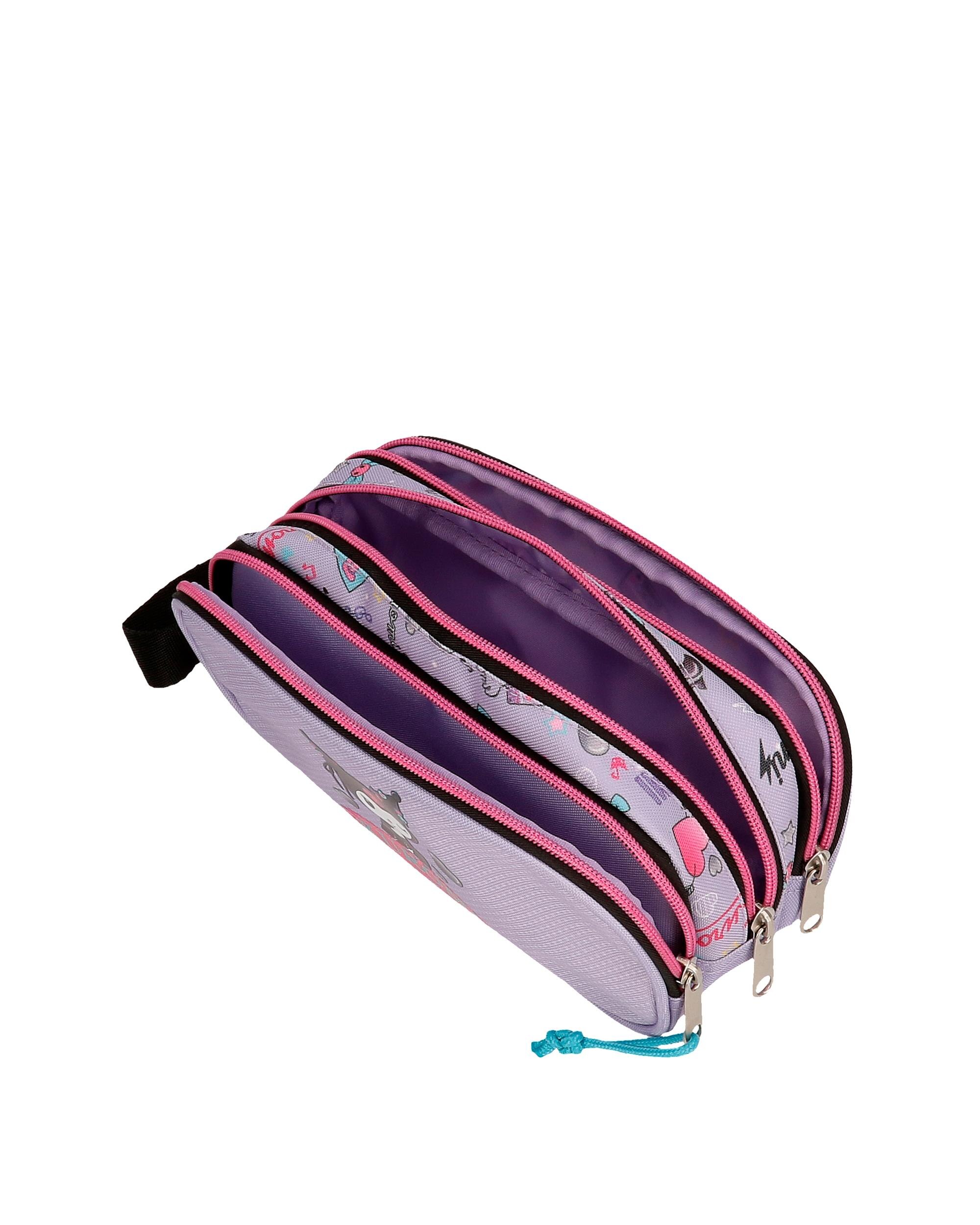 Necessaire Três Compartimentos Kuromi Retropop Roxo-4