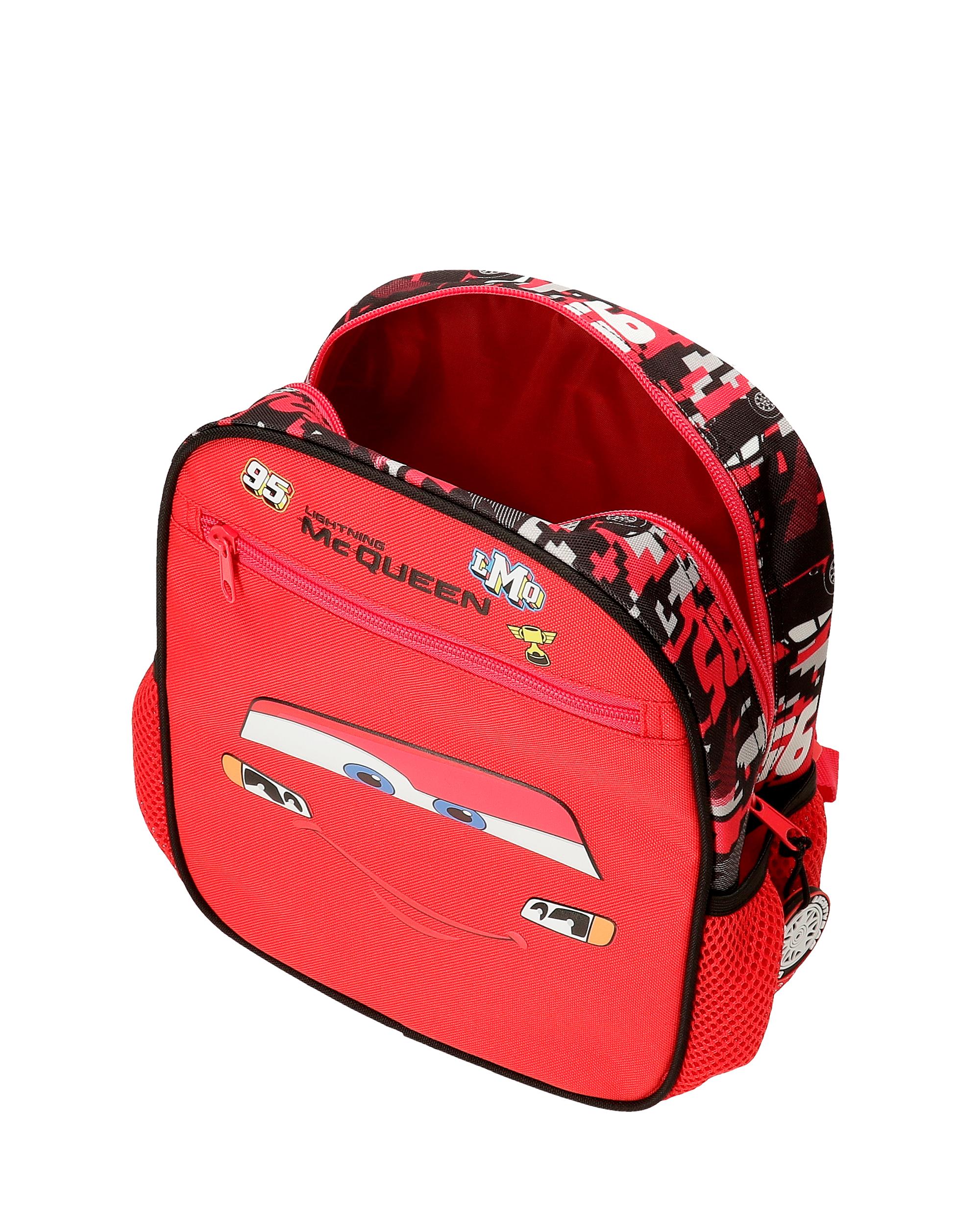 Mochila Cars Mcqueen Red com Capacidade de 6,44l Adaptável a Carrinho em Vermelho Vermelho-4