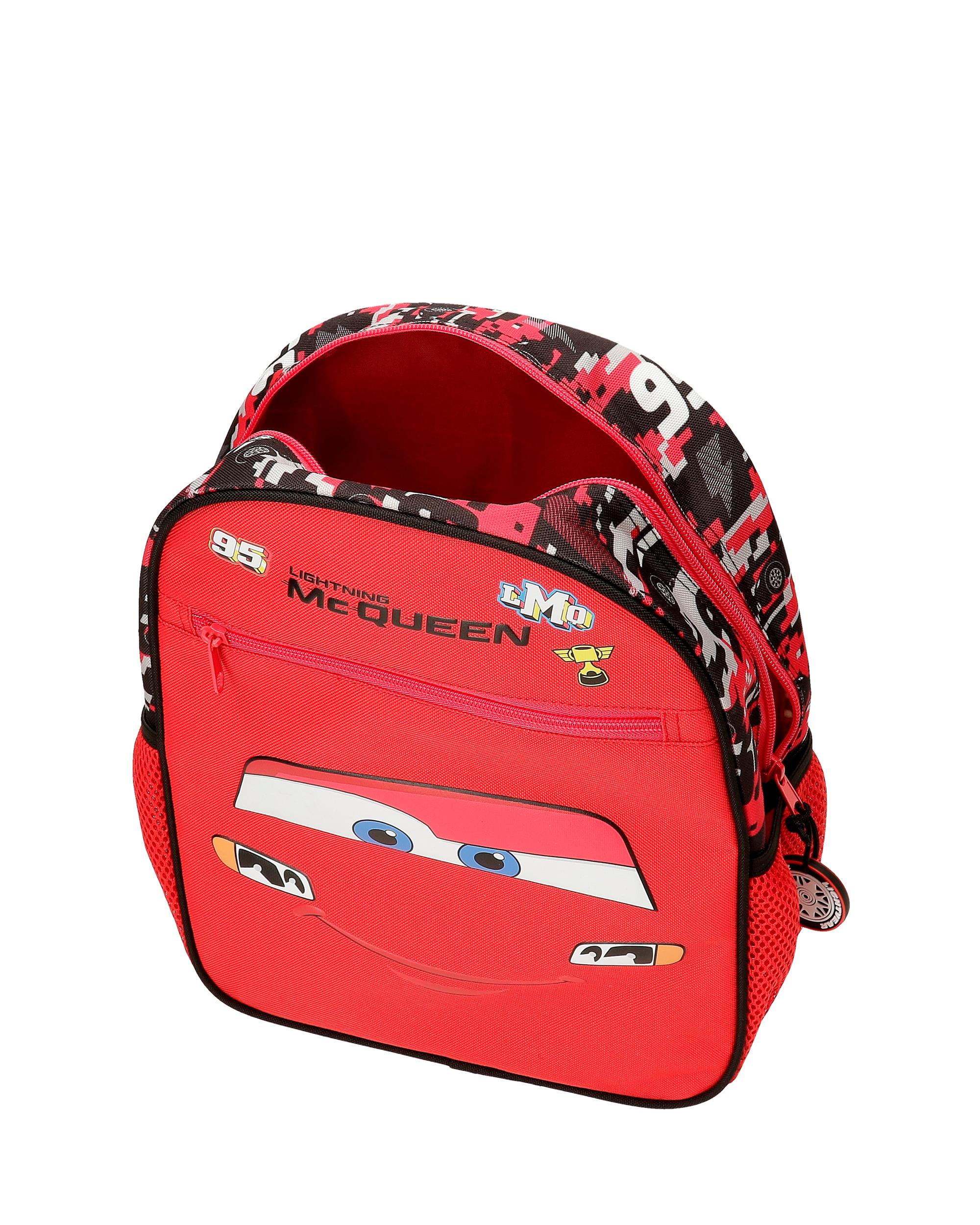 Mochila Escolar Cars Mcqueen Red com Capacidade de 9,801l Adaptável a Carro em Vermelho Vermelho-4