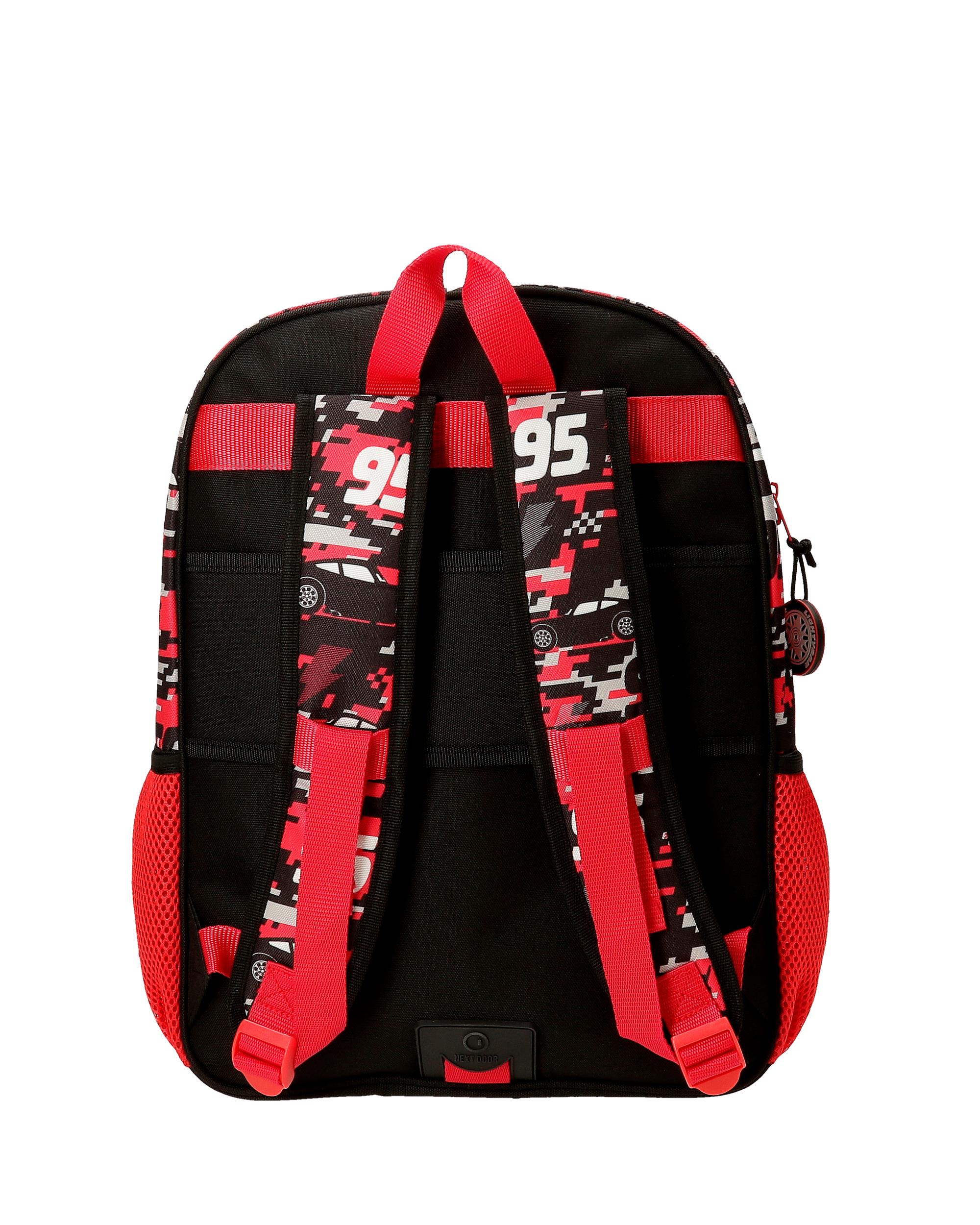 Mochila Escolar Cars Mcqueen Red com Capacidade de 15,6l Adaptável a Carro em Vermelho Vermelho-3