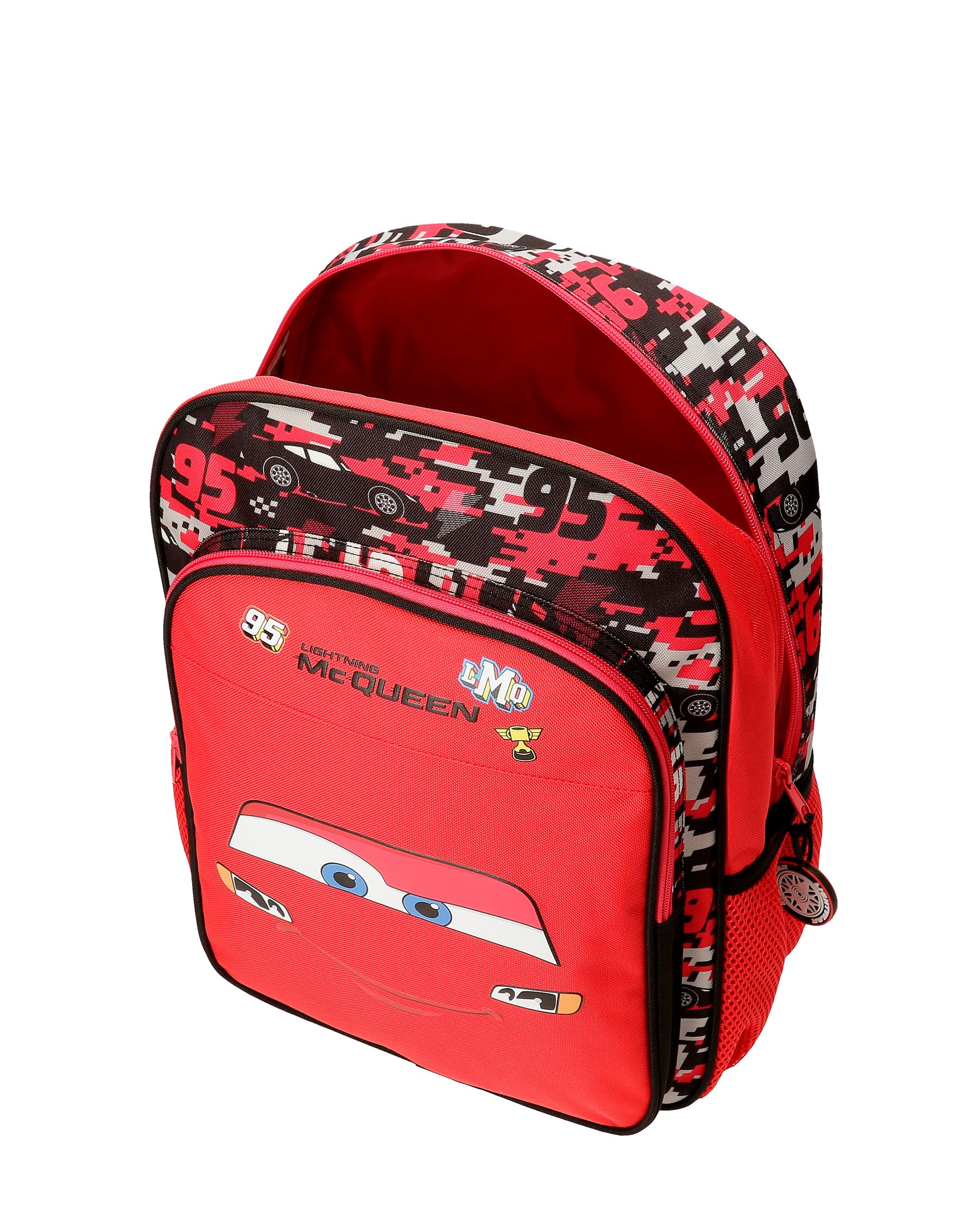Mochila Escolar Cars Mcqueen Red com Capacidade de 15,6l Adaptável a Carro em Vermelho Vermelho-4