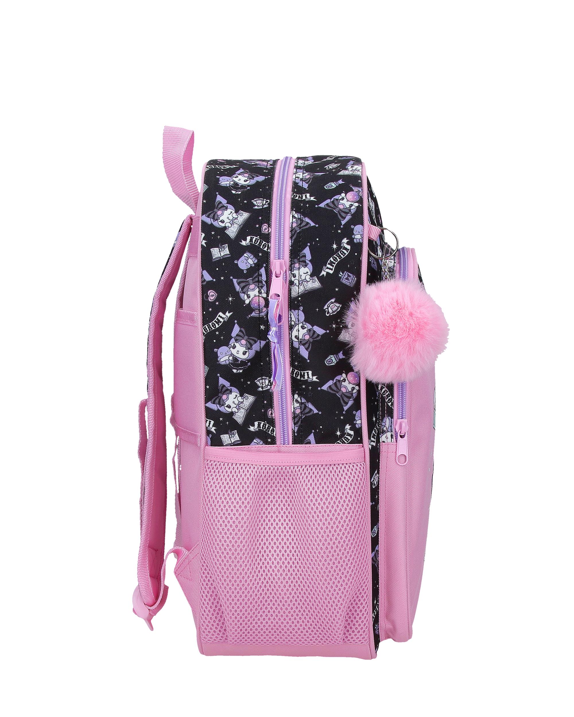 Mochila Escolar Kuromi Fortune Telling com Capacidade de 15,6l Adaptável a Carrinho em Rosa Rosa-2
