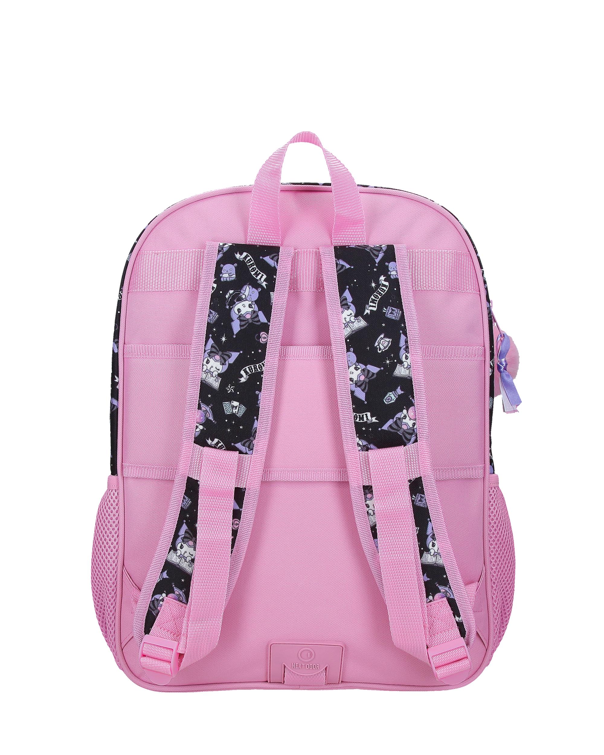 Mochila Escolar Kuromi Fortune Telling com Capacidade de 15,6l Adaptável a Carrinho em Rosa Rosa-3
