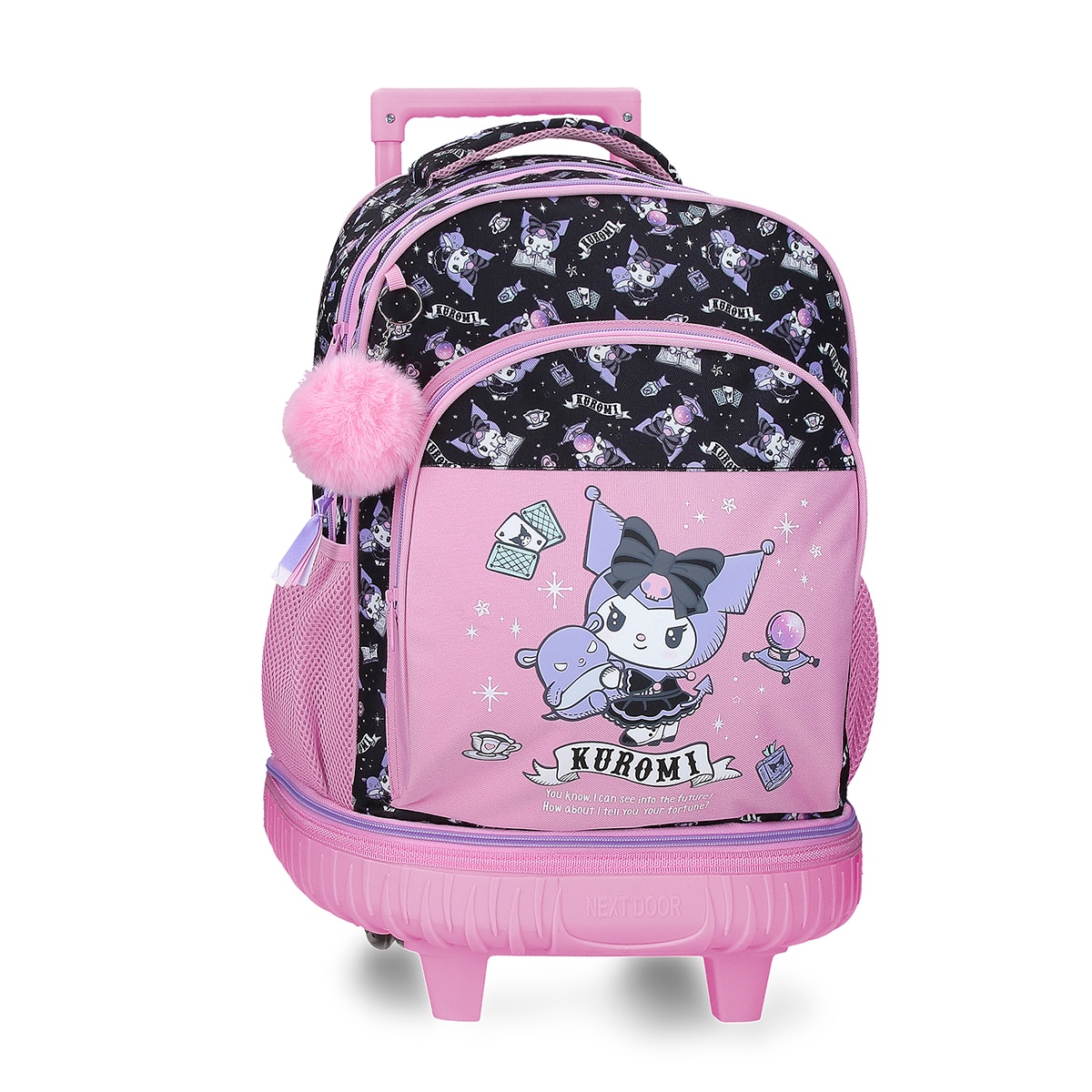 Imagem 0 de Mochila Compact Desmontável de Duas Rodas Kuromi Fortune Telling com Capacidade de 30,24l em Rosa