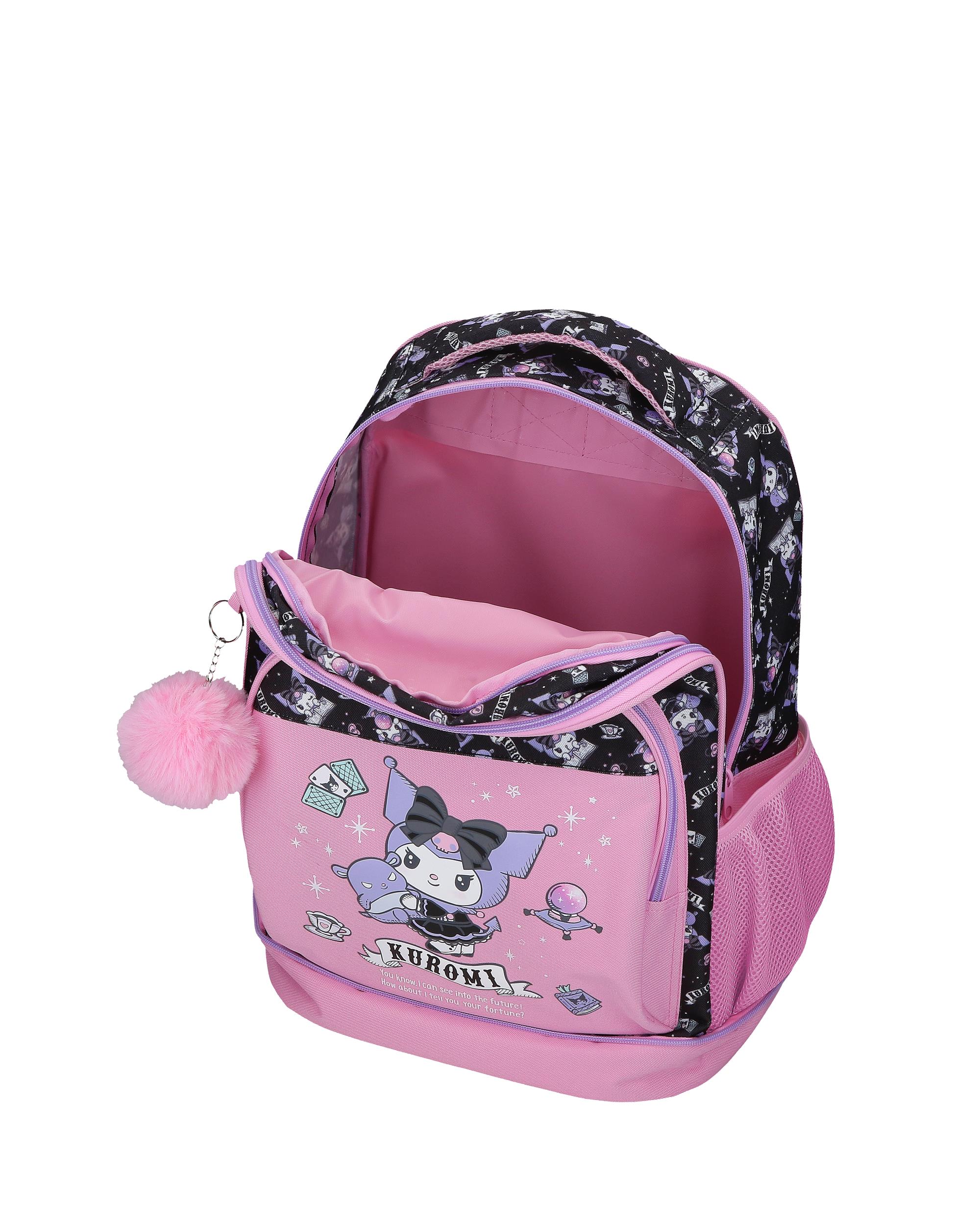Mochila Compact Desmontável de Duas Rodas Kuromi Fortune Telling com Capacidade de 30,24l em Rosa Rosa-4