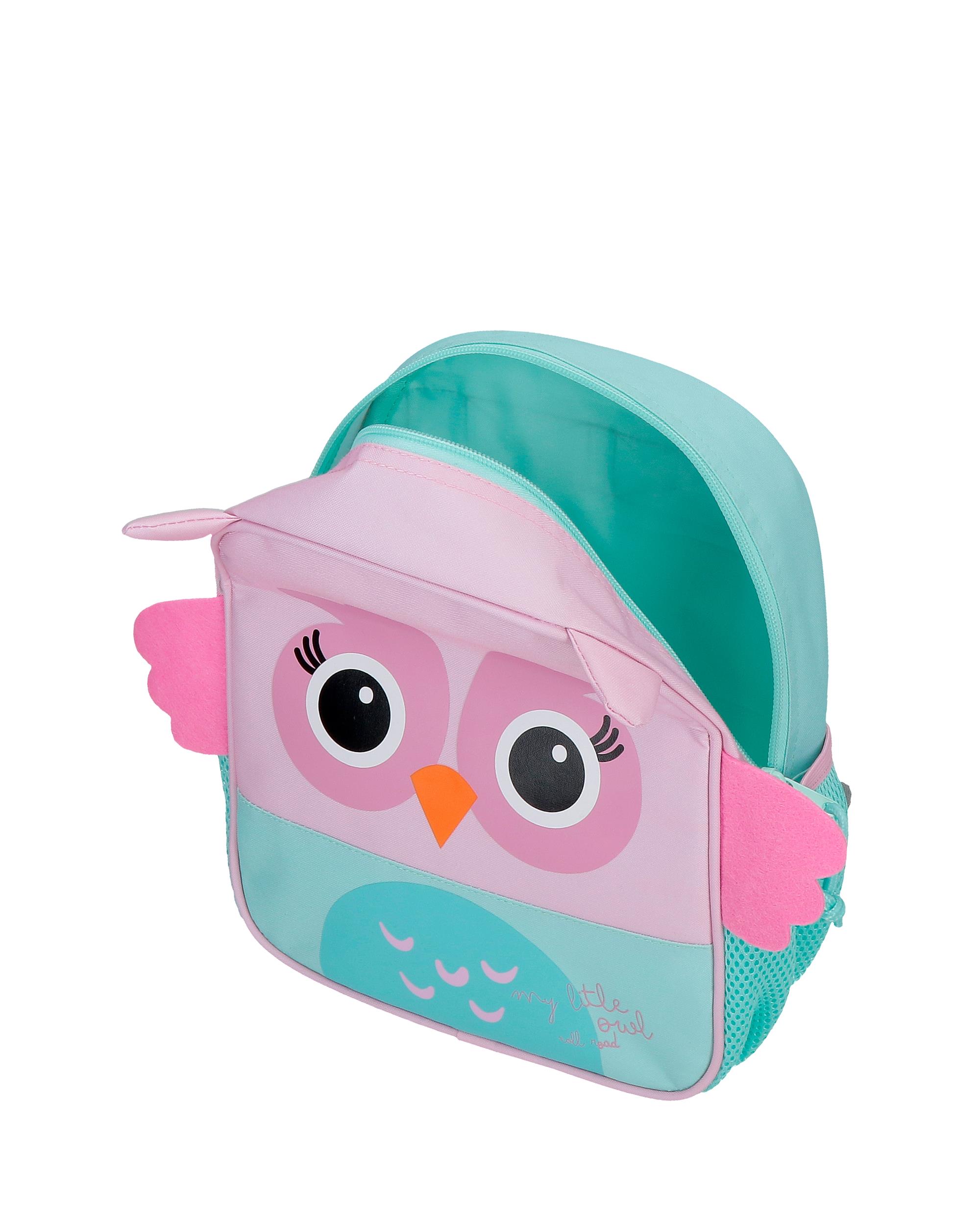 Mochila Pré-escolar Roll Road Happy Pets Owl com Capacidade de 6l Adaptável a Trolley em Rosa Rosa-4