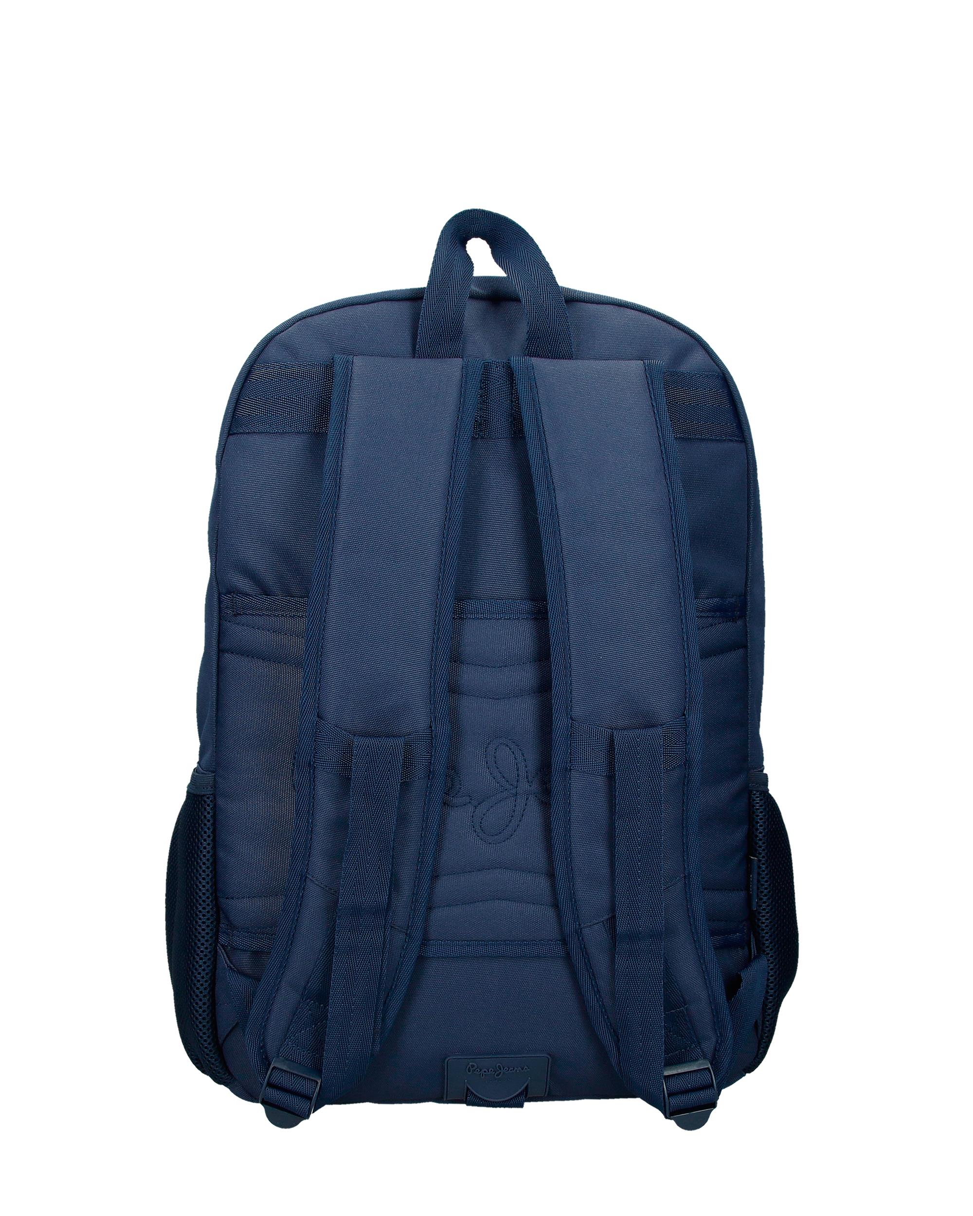 Mochila Escolar 46 Cm Pjl Arwyn de Dois Compartimentos Adaptável a Carrinho em Marinho Azul-3