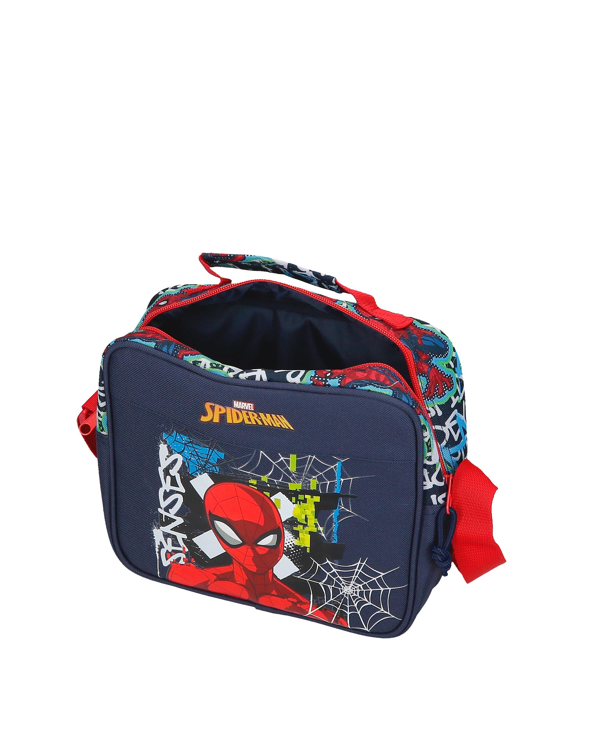 Necessaire com Mala a Tiracolo Adaptável Graffity Of Spiderman Azul-4