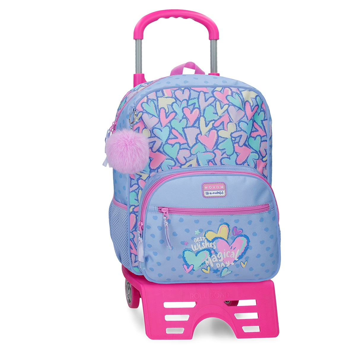 Imagem 0 de Mochila Escolar Movom Best Wishes com Capacidade de 13,68l com Carrinho Lilás