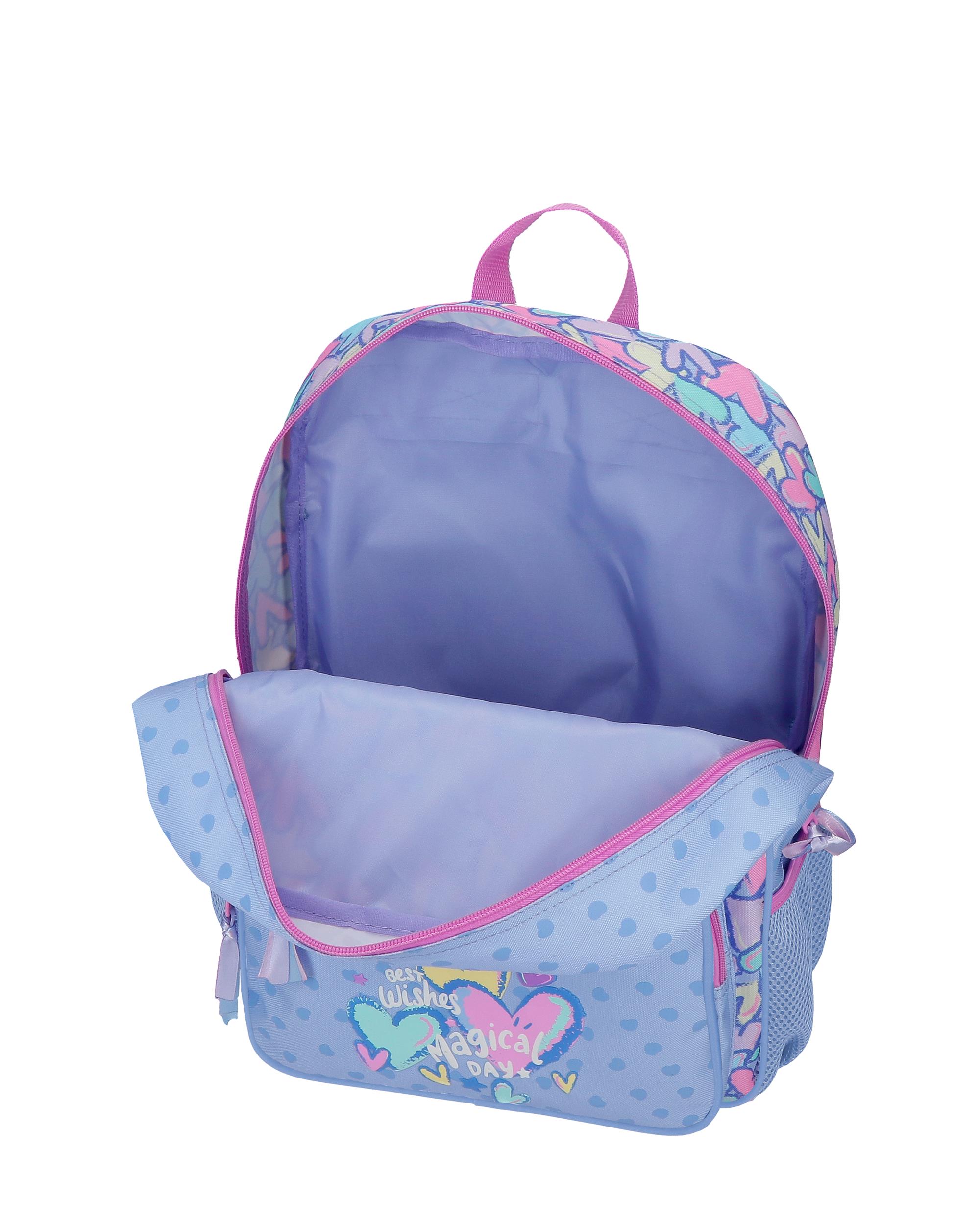 Mochila Escolar Movom Best Wishes com Capacidade de 13,68l com Carrinho Lilás Roxo-2