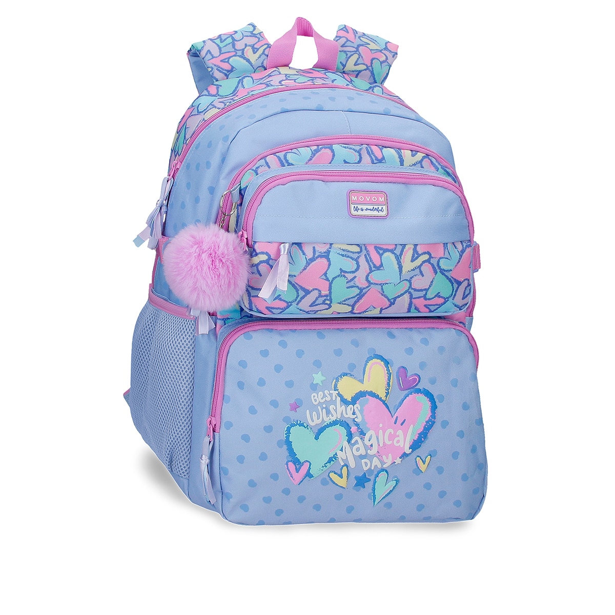 Imagem 0 de Mochila Escolar de Dois Compartimentos Movom Best Wishes com Capacidade de 27,4l Adaptável a Trolley Lilás