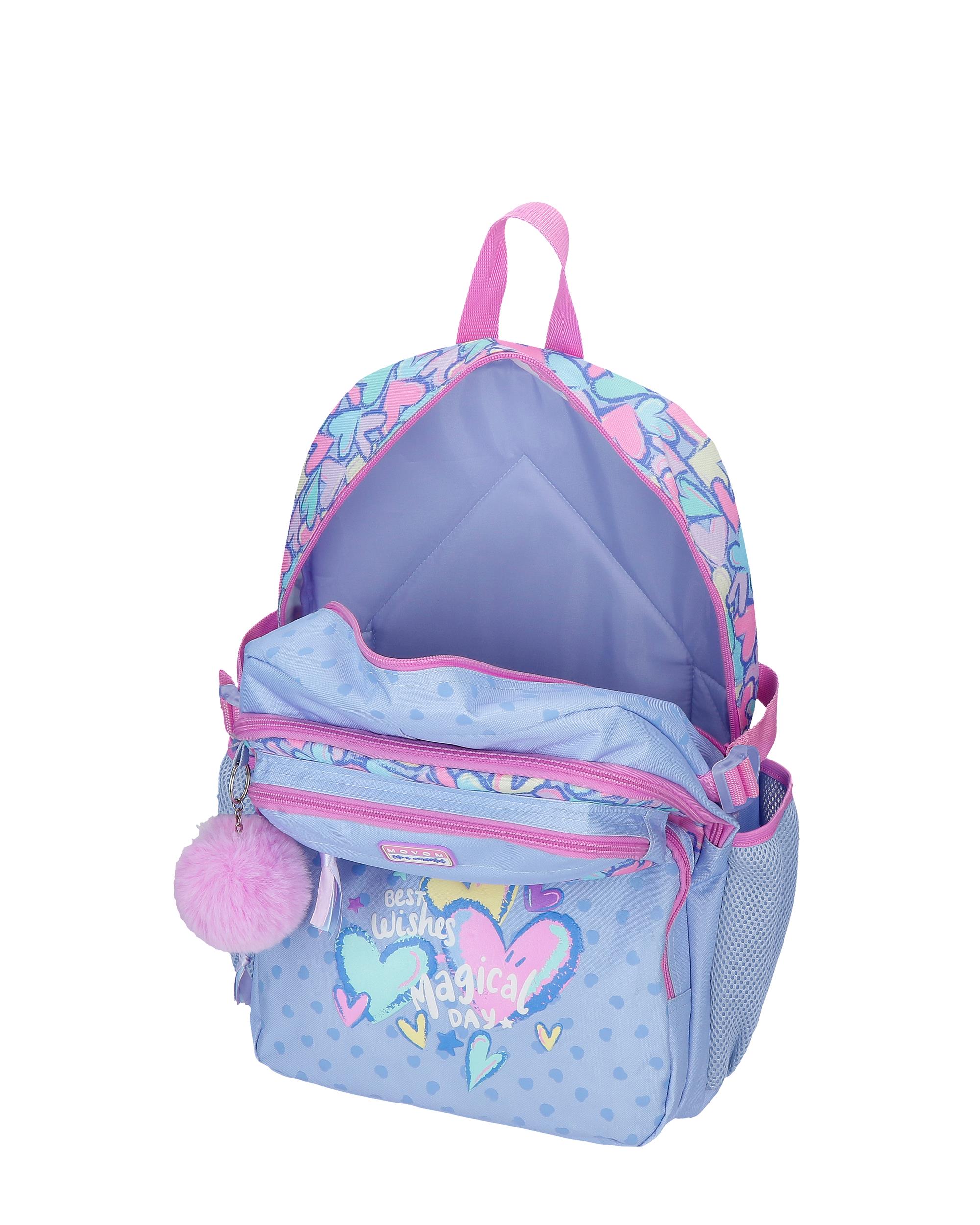 Mochila Escolar de Dois Compartimentos Movom Best Wishes com Capacidade de 27,4l Adaptável a Trolley Lilás Roxo-4