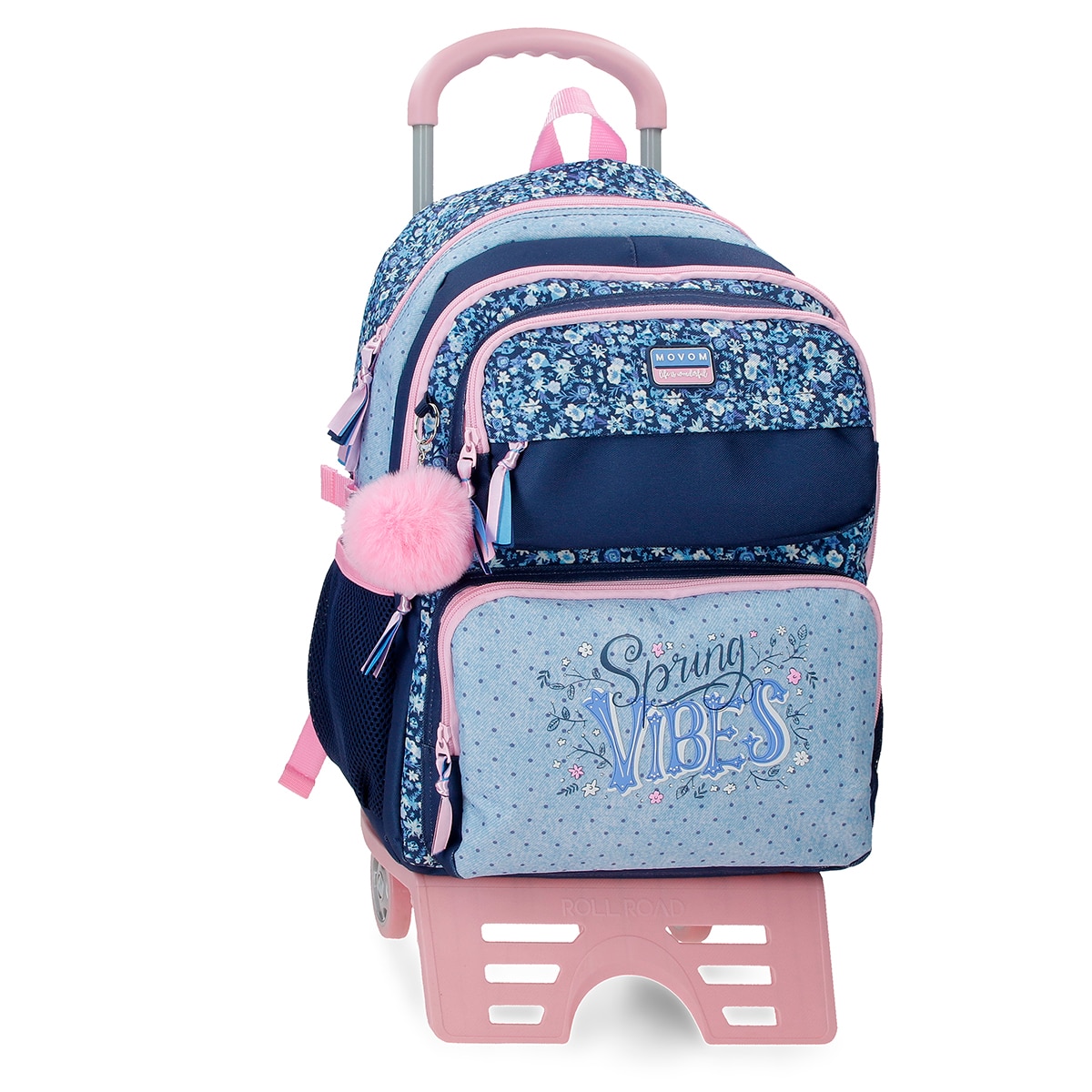 Imagem 0 de Mochila Escolar de Dois Compartimentos Movom Spring Vibes Marinho com Capacidade de 27,4l com Trolley Marinho