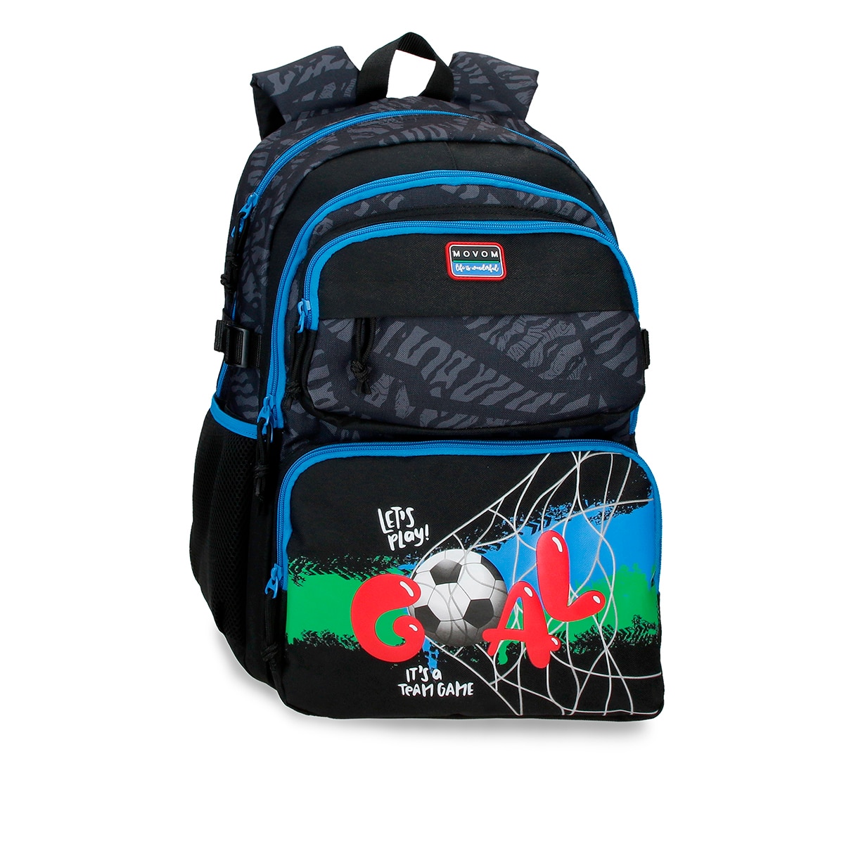 Mochila Escolar de Dois Compartimentos Movom Offside em Preto com Capacidade de 27,4l Adaptável a Carrinho em Preto Preto-1