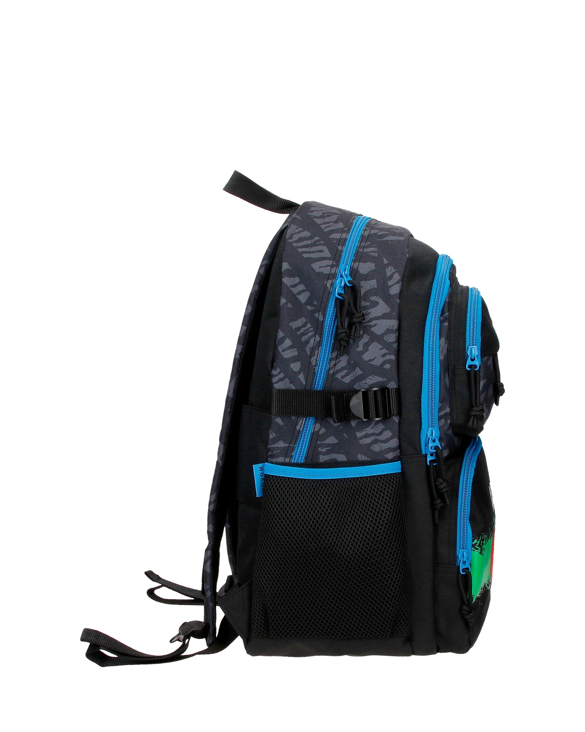 Mochila Escolar de Dois Compartimentos Movom Offside em Preto com Capacidade de 27,4l Adaptável a Carrinho em Preto Preto-2