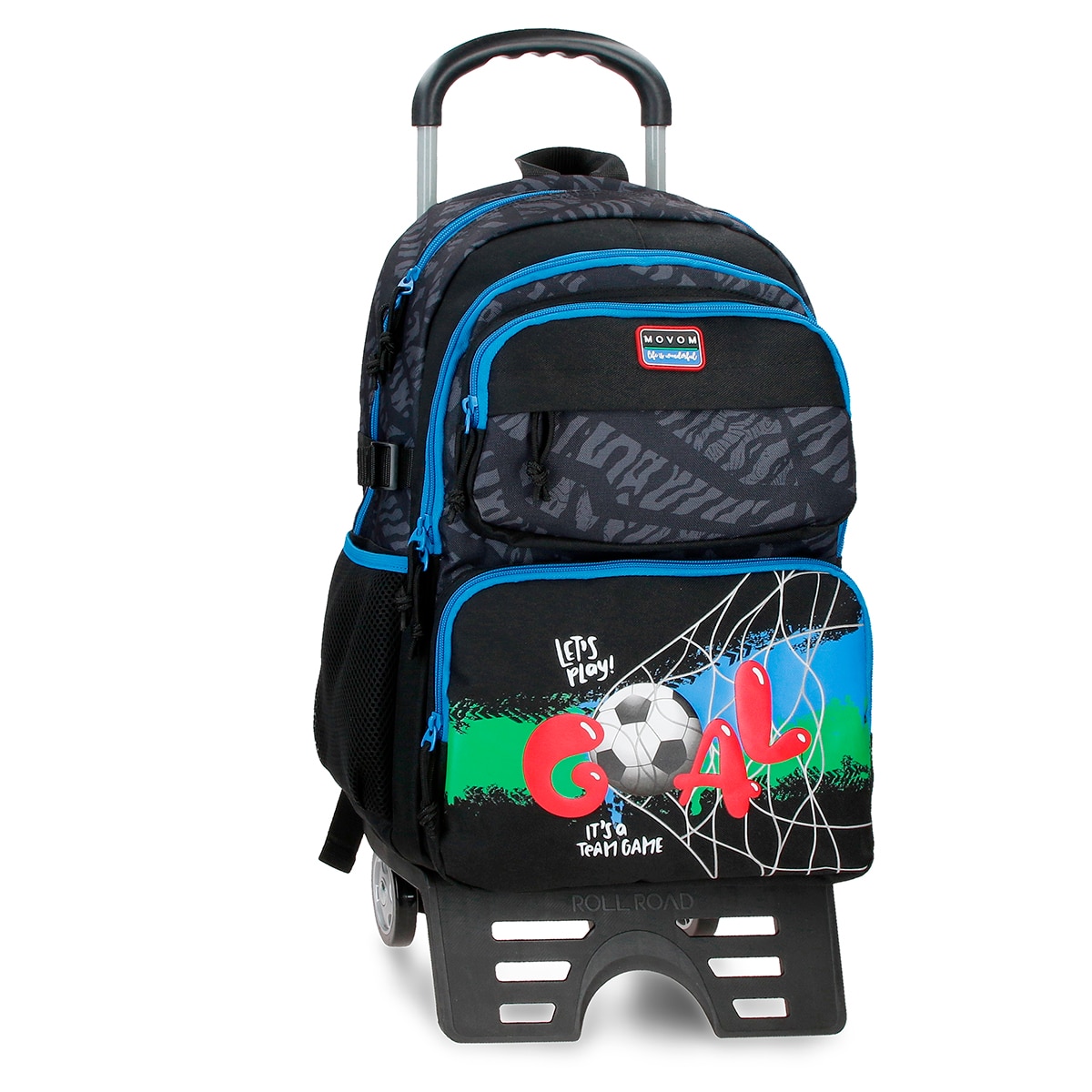 Imagem 0 de Mochila Escolar de Dois Compartimentos Movom Offside em Preto com Capacidade de 27,4l com Trolley em Preto
