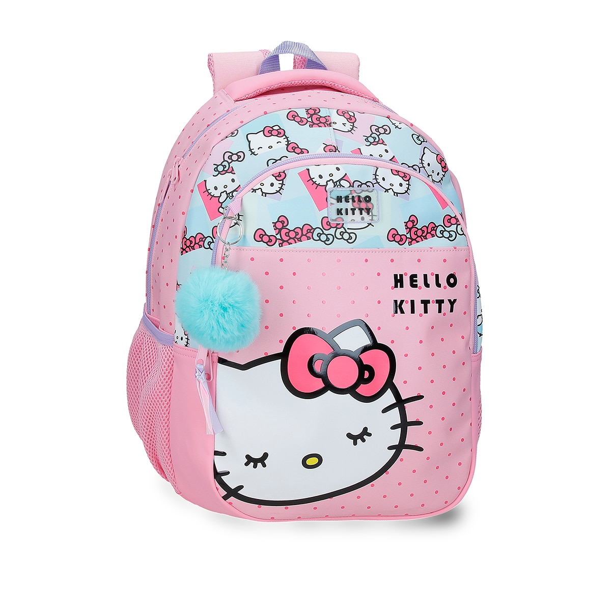 Imagem 0 de Mochila Escolar de Dois Compartimentos Hello Kitty Bows com Capacidade de 16,5l Adaptável a Carro em Rosa