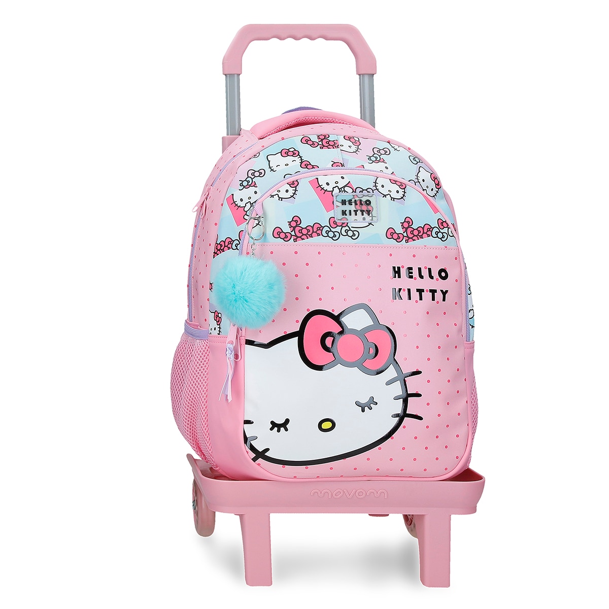 Imagem 0 de Mochila Escolar de Dois Compartimentos Hello Kitty Bows com Capacidade de 16,5l com Carro Rosa