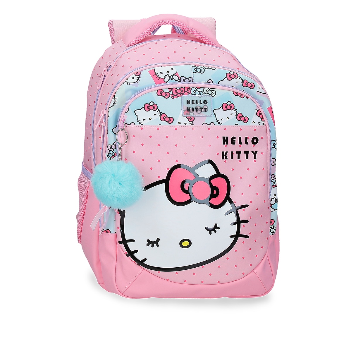 Imagem 0 de Mochila Escolar Três Compartimentos Hello Kitty Bows com Capacidade de 16,5l Adaptável a Carro em Rosa