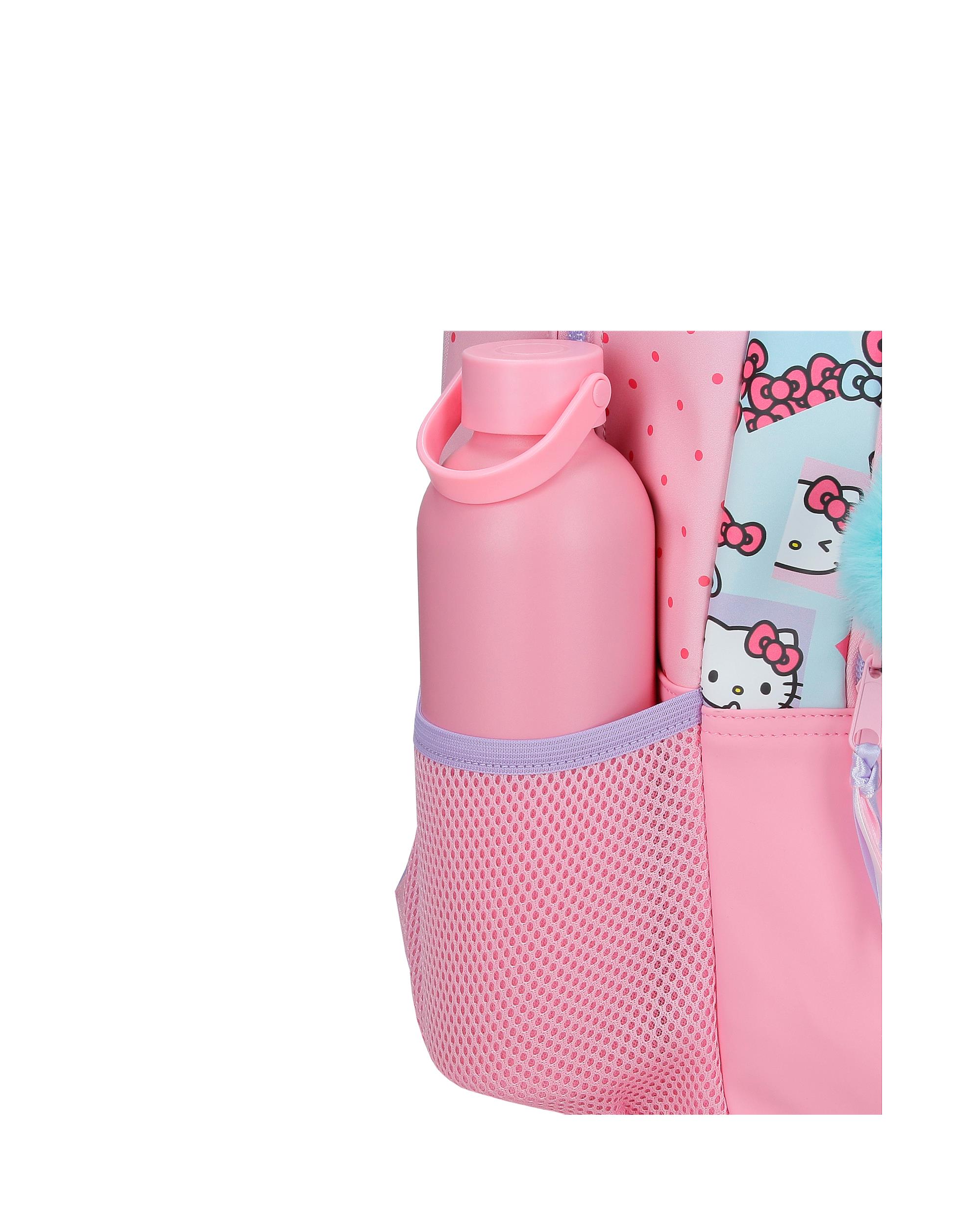 Mochila Escolar Três Compartimentos Hello Kitty Bows com Capacidade de 16,5l Adaptável a Carro em Rosa Rosa-6