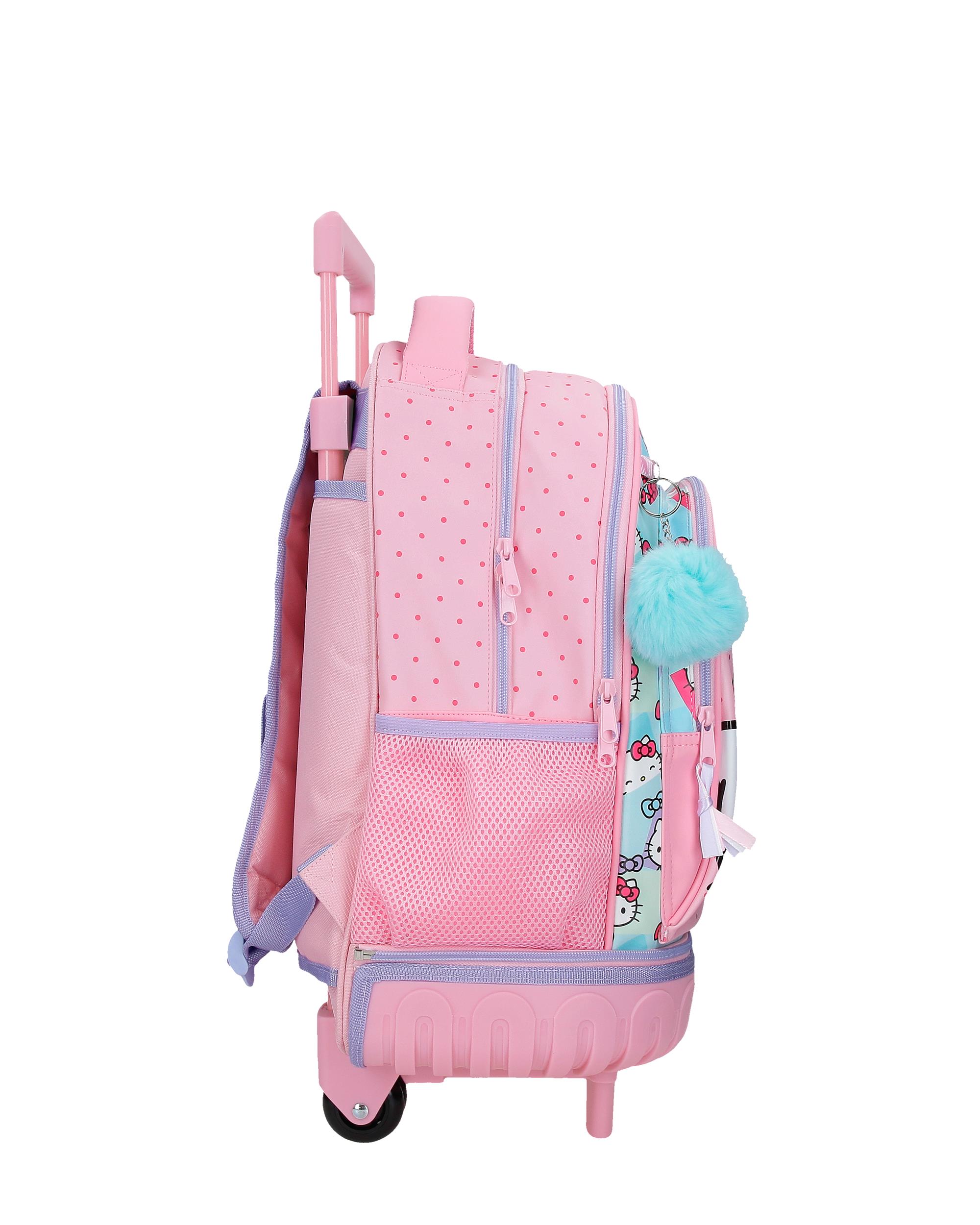 Mochila Compact Desmontável de Duas Rodas Hello Kitty Bows com Capacidade de 30,24l em Rosa Rosa-2