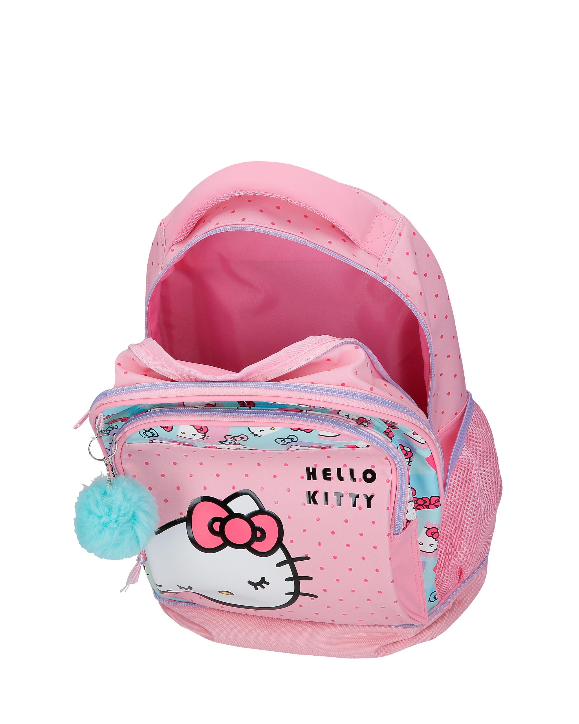 Mochila Compact Desmontável de Duas Rodas Hello Kitty Bows com Capacidade de 30,24l em Rosa Rosa-4
