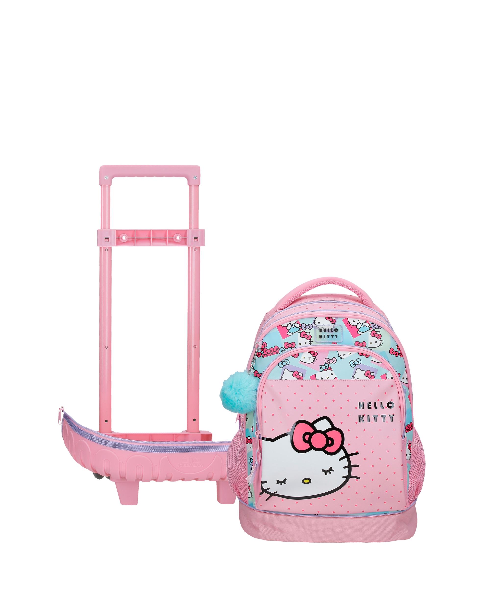 Mochila Compact Desmontável de Duas Rodas Hello Kitty Bows com Capacidade de 30,24l em Rosa Rosa-5
