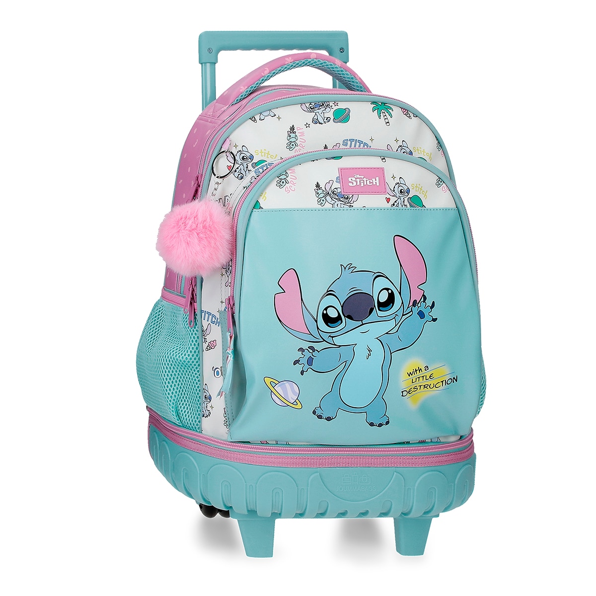 Imagem 0 de Mochila Compact Desmontável de Duas Rodas Stitch Little Destruction com Capacidade de 30,24l em Turquesa Verde