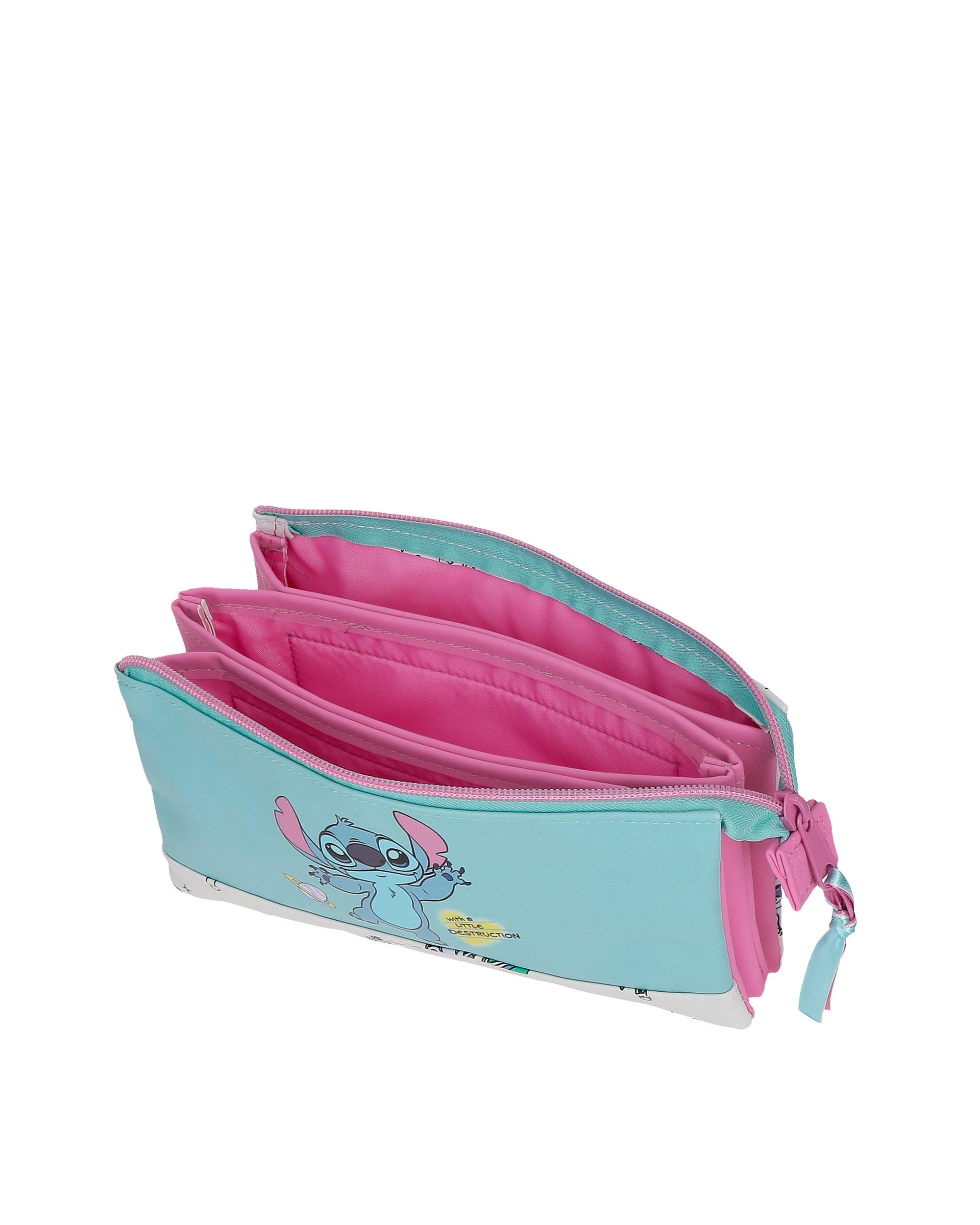 Necessaire Três Compartimentos Stitch Little Destruccion Azul-4
