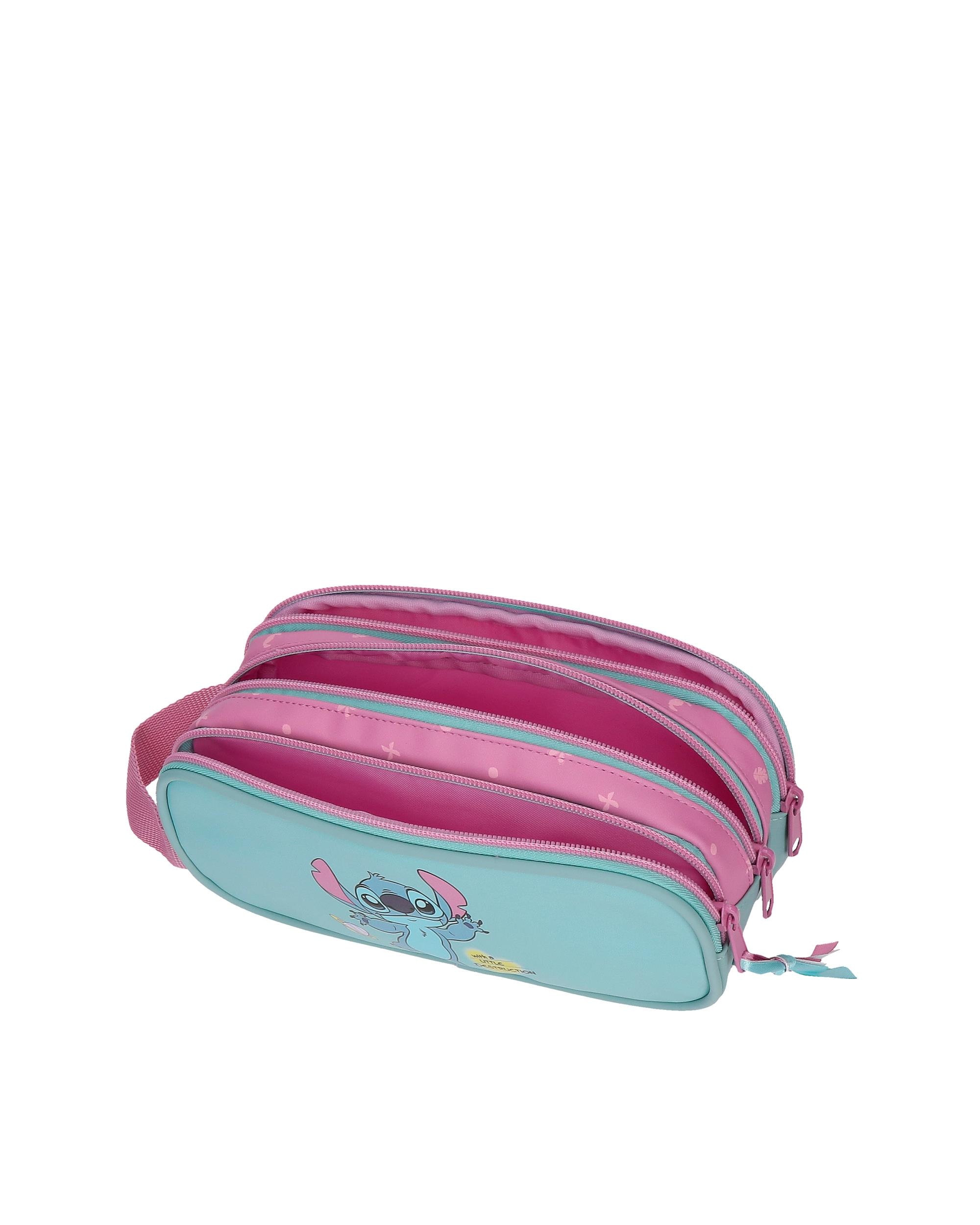 Necessaire Três Compartimentos Stitch Little Destruction Azul-4