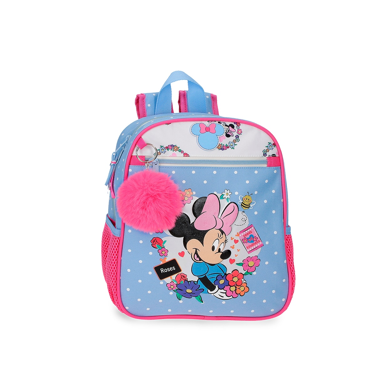 Imagem 0 de Mochila Minnie Flowers com Capacidade de 6,44l Adaptável a Carro em Azul-claro