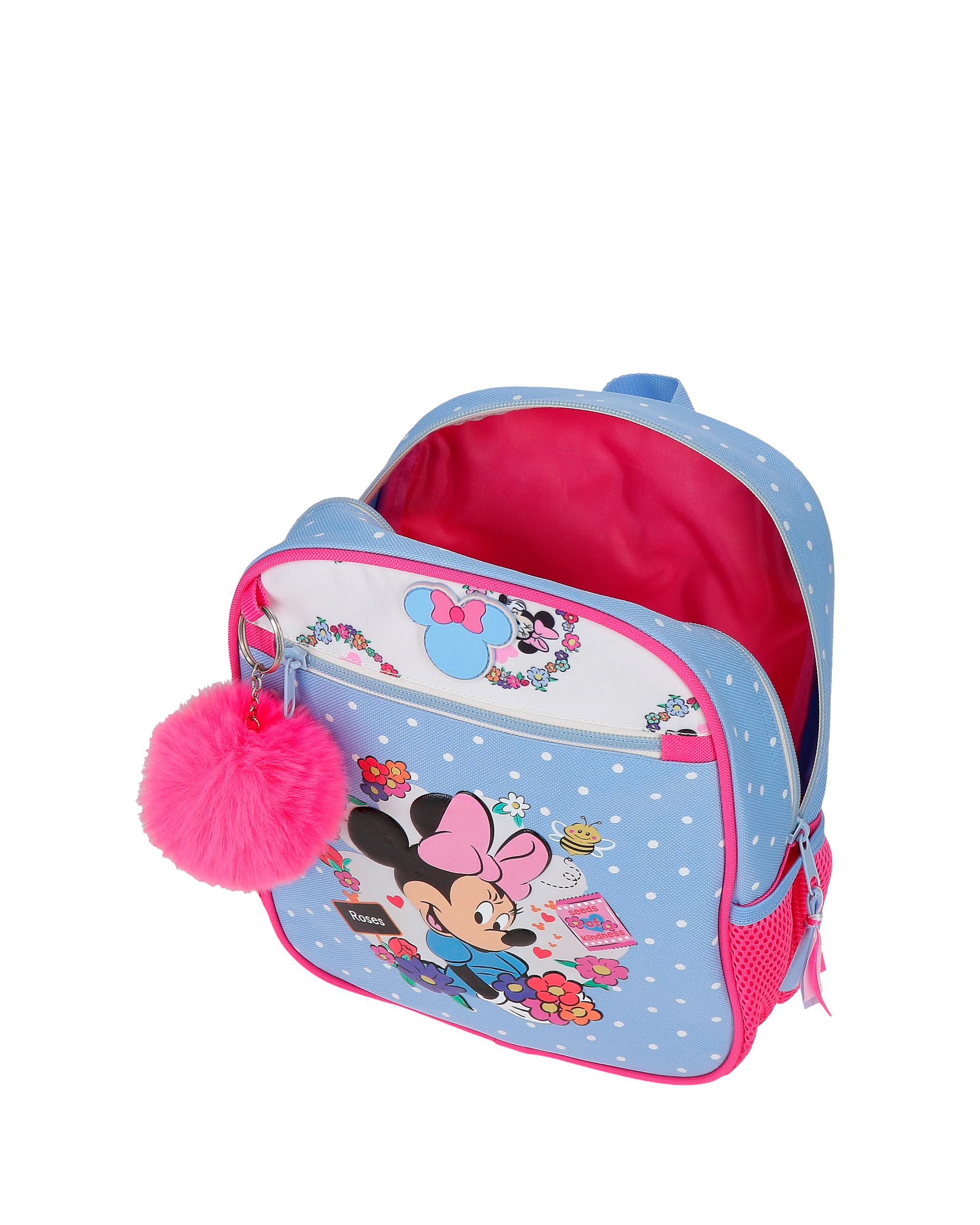 Mochila Minnie Flowers com Capacidade de 6,44l Adaptável a Carro em Azul-claro Azul-4