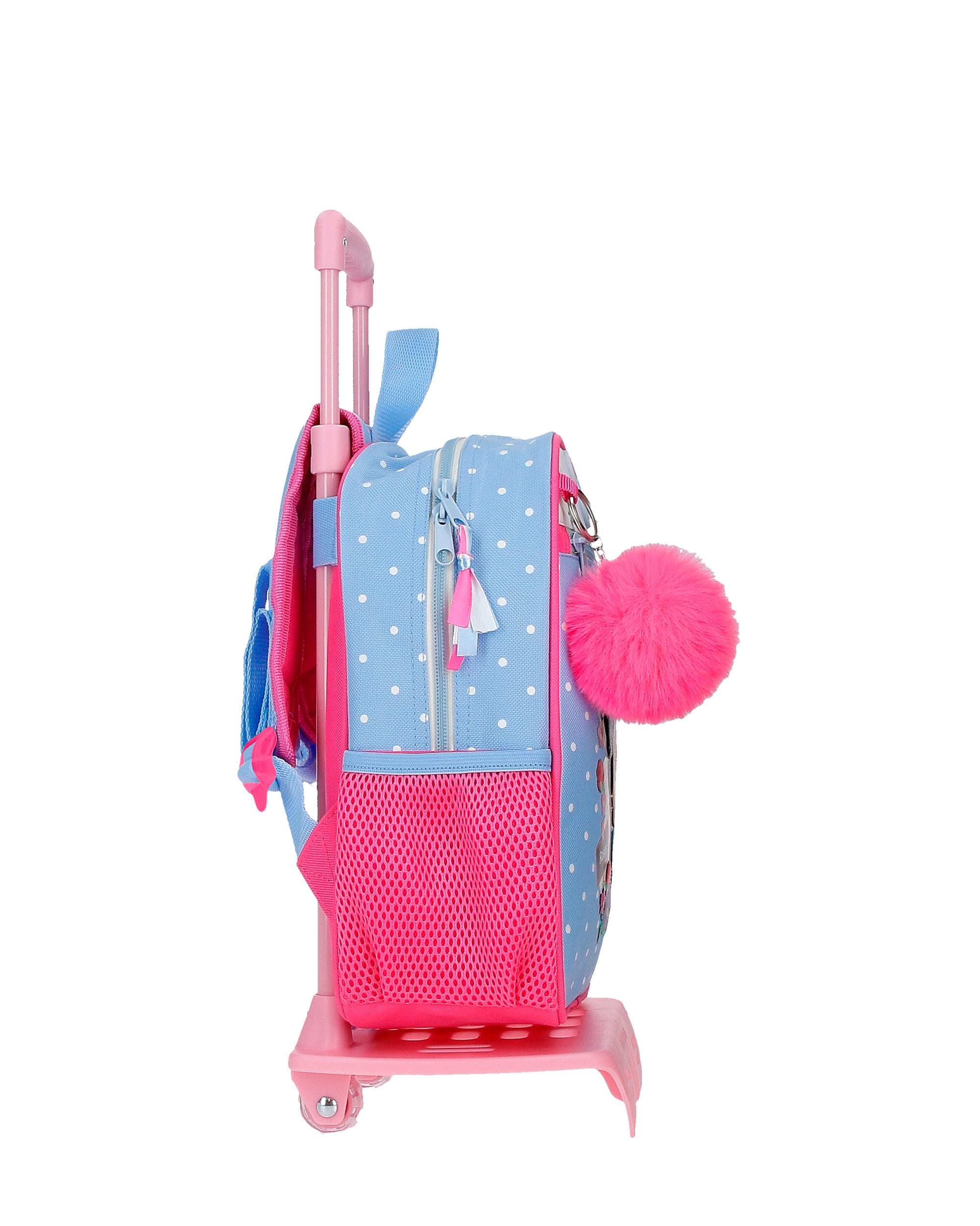 Mochila Minnie Flowers com Capacidade de 6,44l com Trolley em Azul-claro Azul-2
