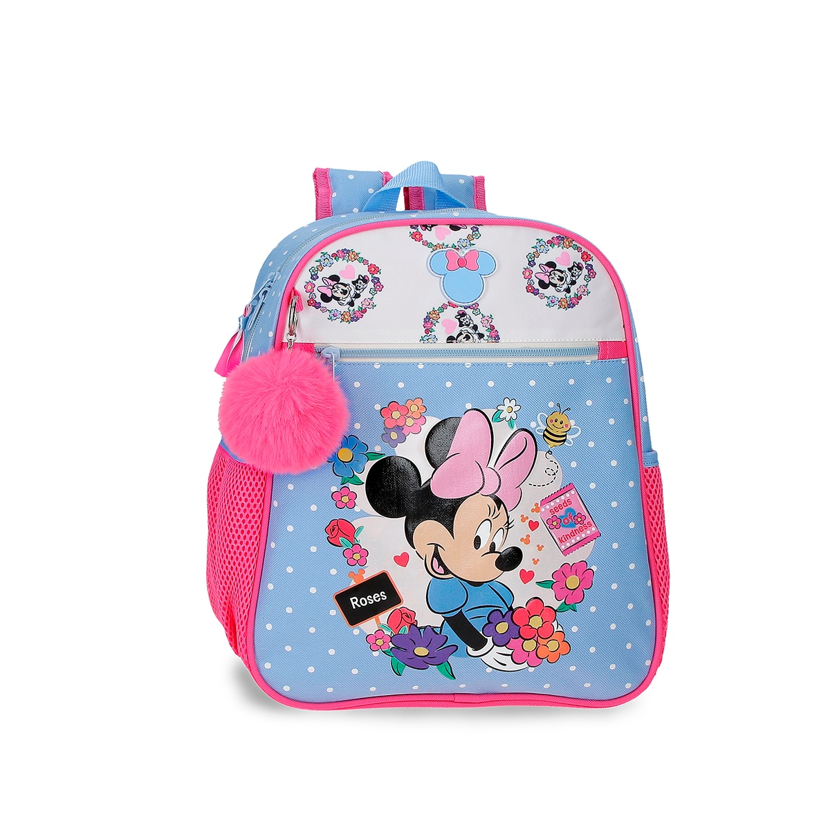 Imagem 0 de Mochila Escolar Minnie Flowers com Capacidade de 9,801l Adaptável a Carrinho em Azul-claro