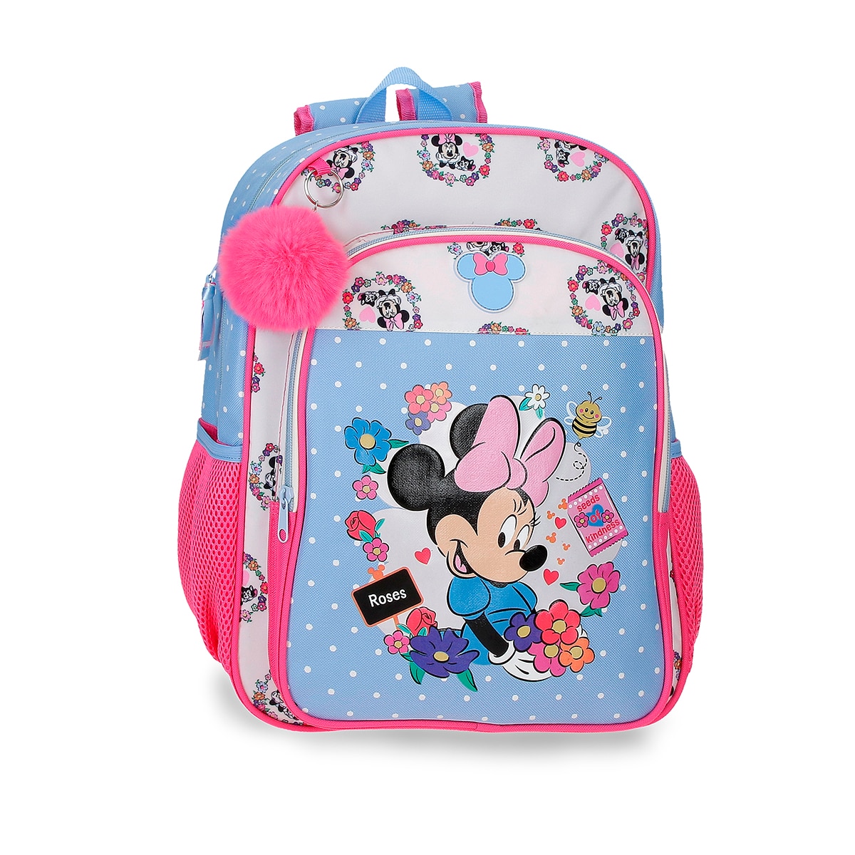 Imagem 0 de Mochila Escolar Minnie Flowers com Capacidade de 15,6l Adaptável a Carrinho em Azul-claro