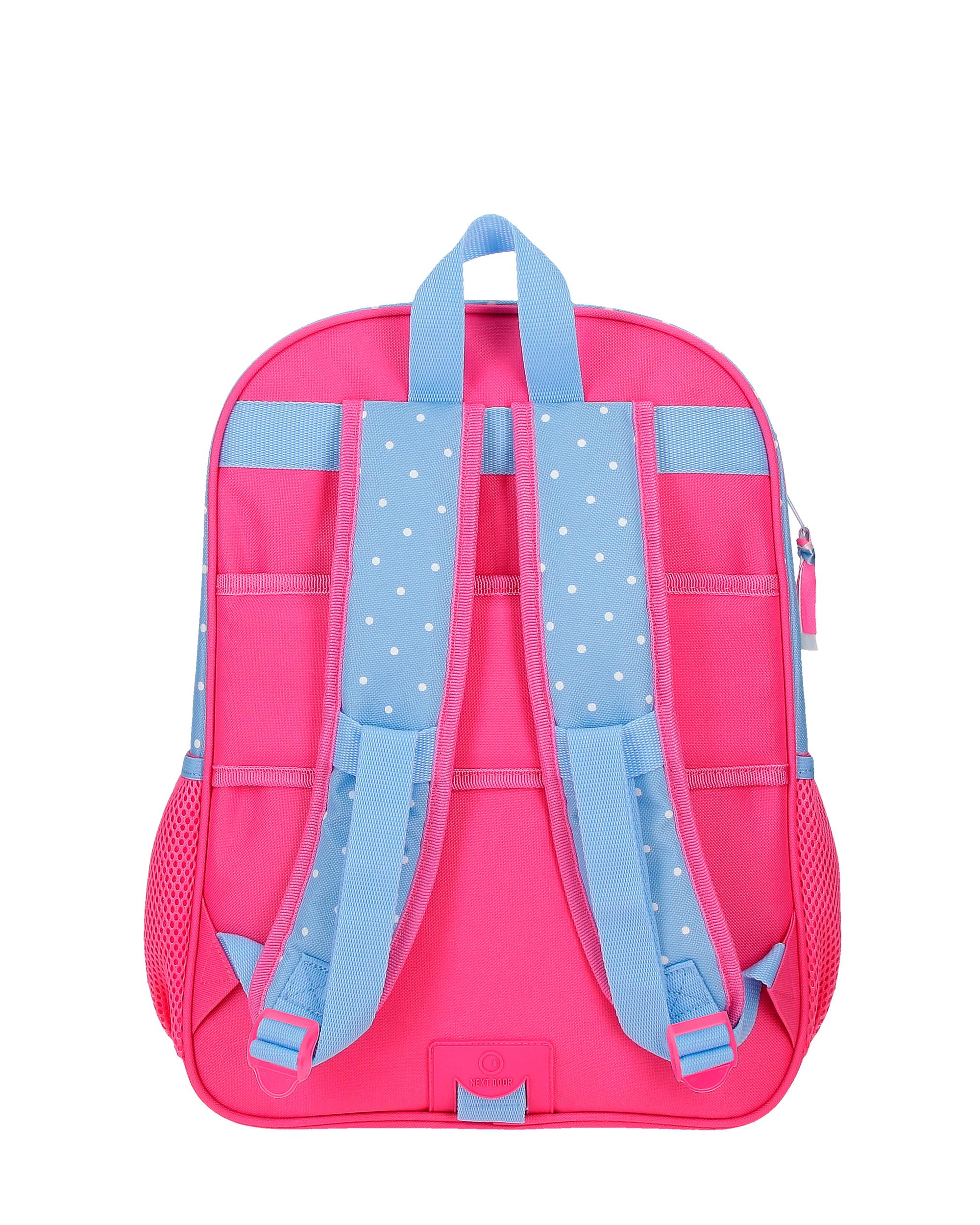 Mochila Escolar Minnie Flowers com Capacidade de 15,6l Adaptável a Carrinho em Azul-claro Azul-3