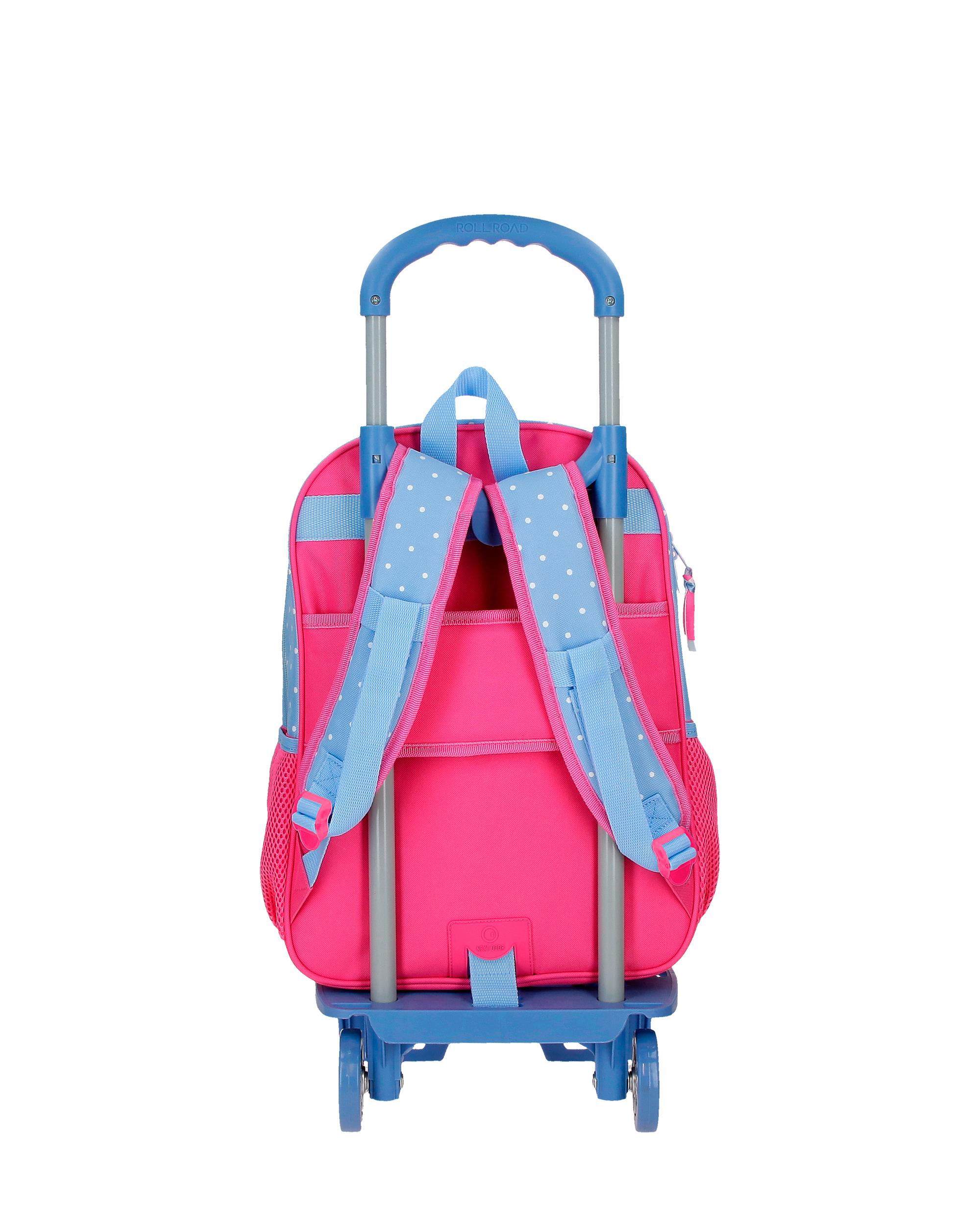 Mochila Escolar Minnie Flowers com Capacidade de 15,6l com Trolley Azul-claro Azul-3