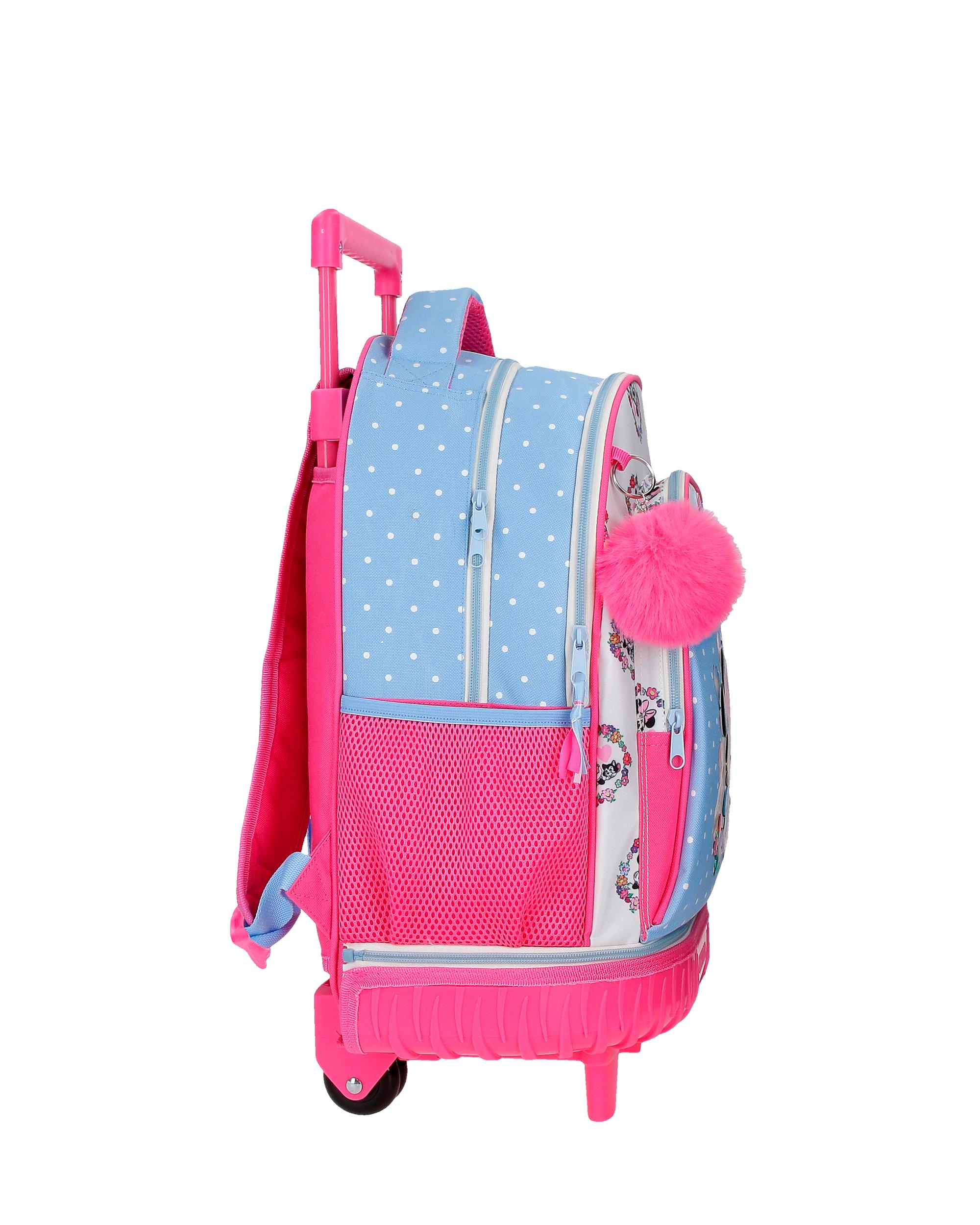 Mochila Compact Desmontável de Duas Rodas Minnie Flowers com Capacidade de 30,24l em Azul-claro Azul-2