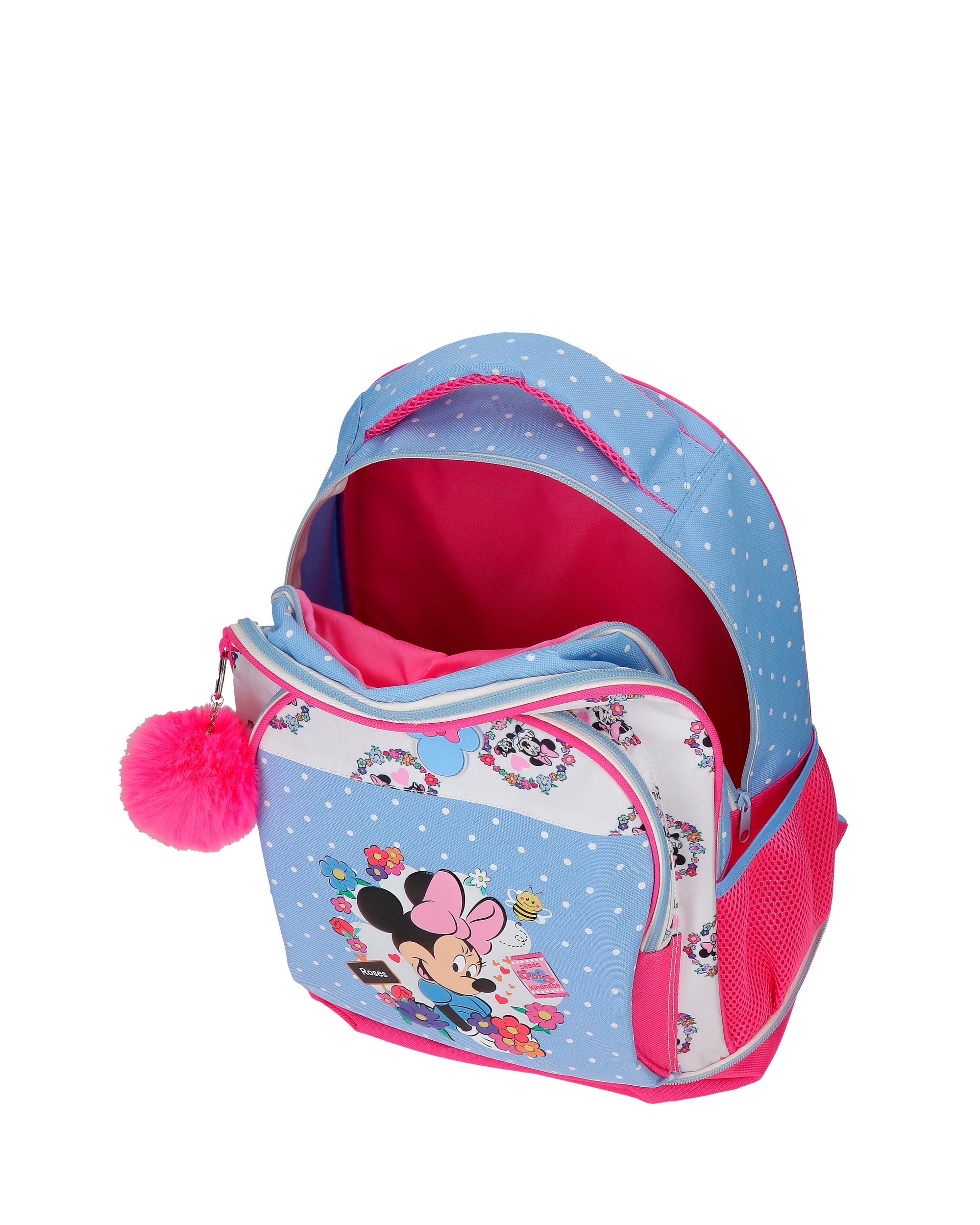 Mochila Compact Desmontável de Duas Rodas Minnie Flowers com Capacidade de 30,24l em Azul-claro Azul-4