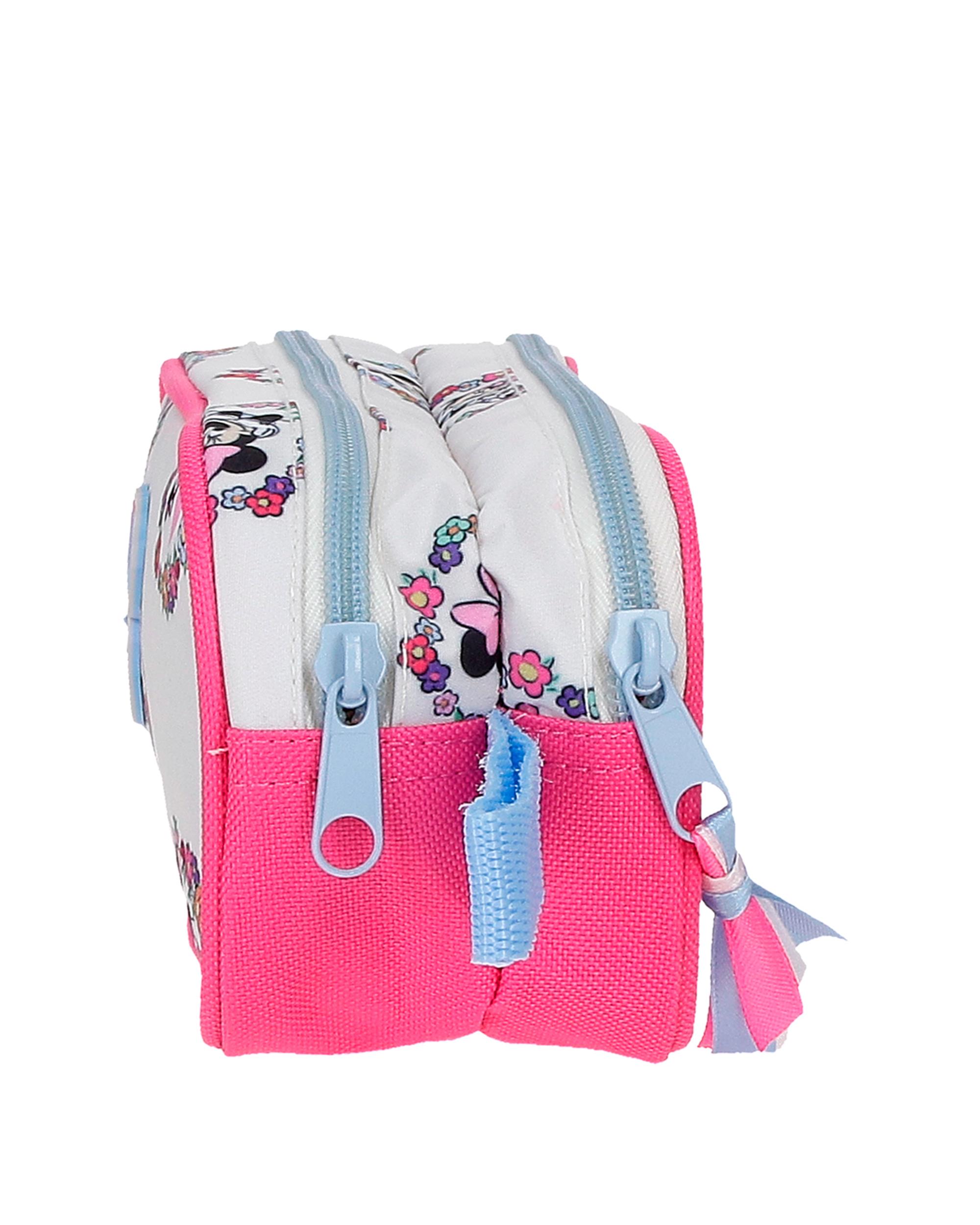 Necessaire Dois Compartimentos Minnie Flowers Azul-2