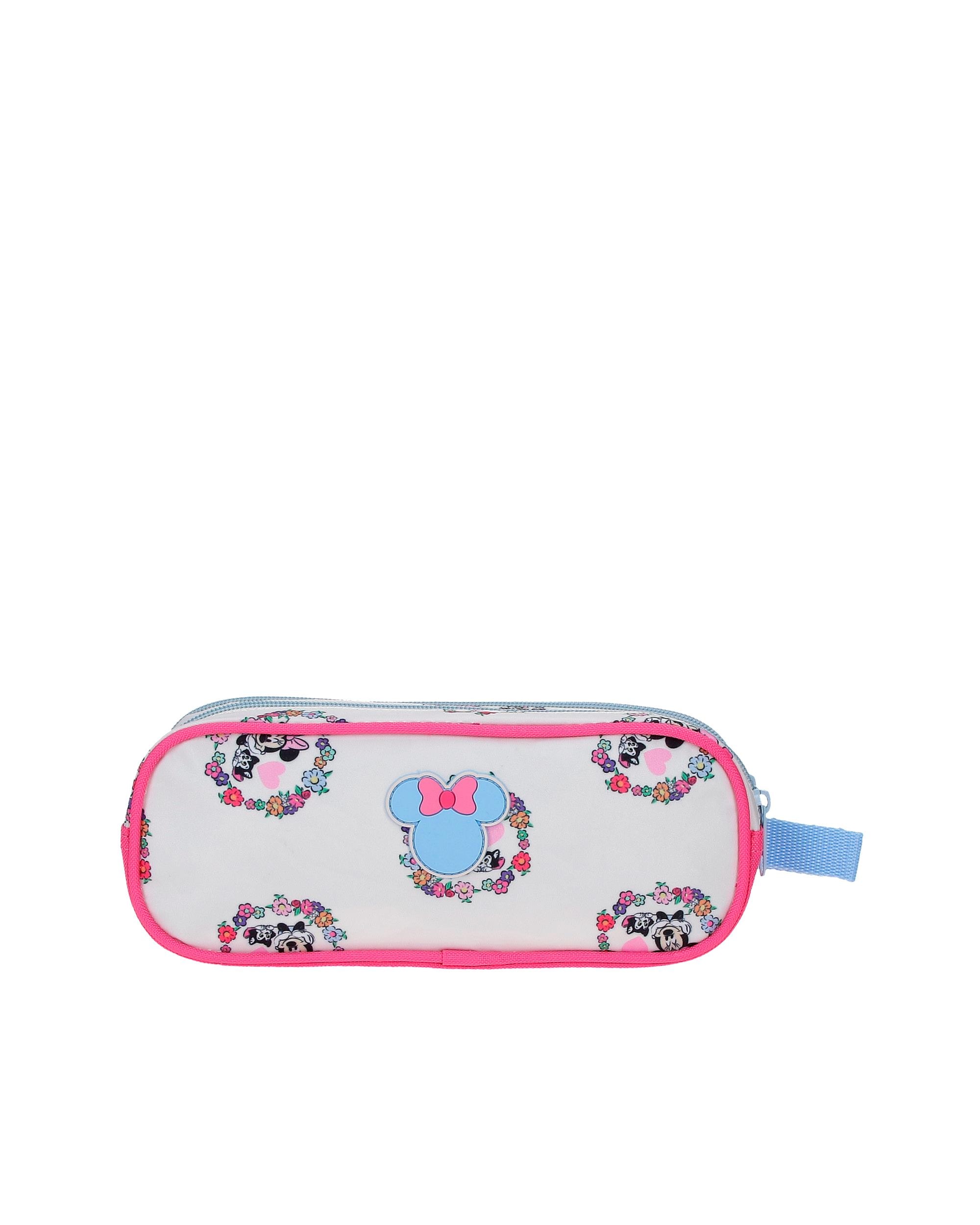 Necessaire Dois Compartimentos Minnie Flowers Azul-3