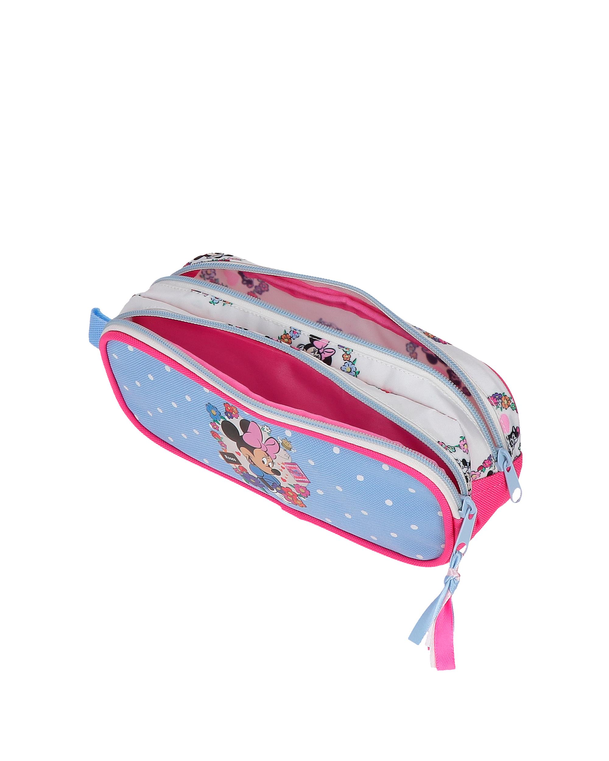 Necessaire Dois Compartimentos Minnie Flowers Azul-4