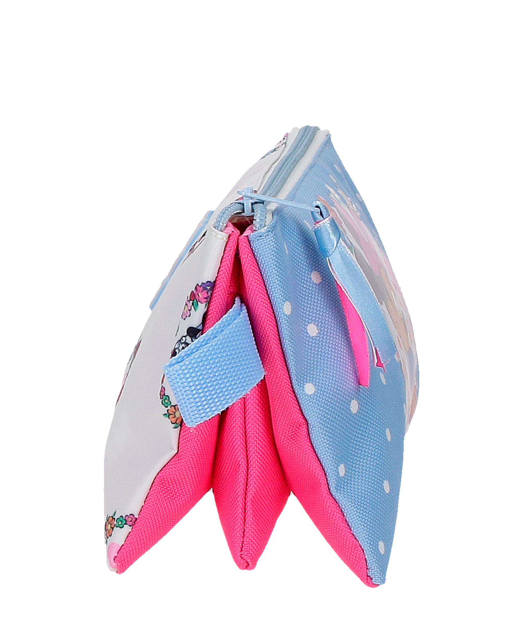 Necessaire Três Compartimentos Minnie Flowers Azul-2