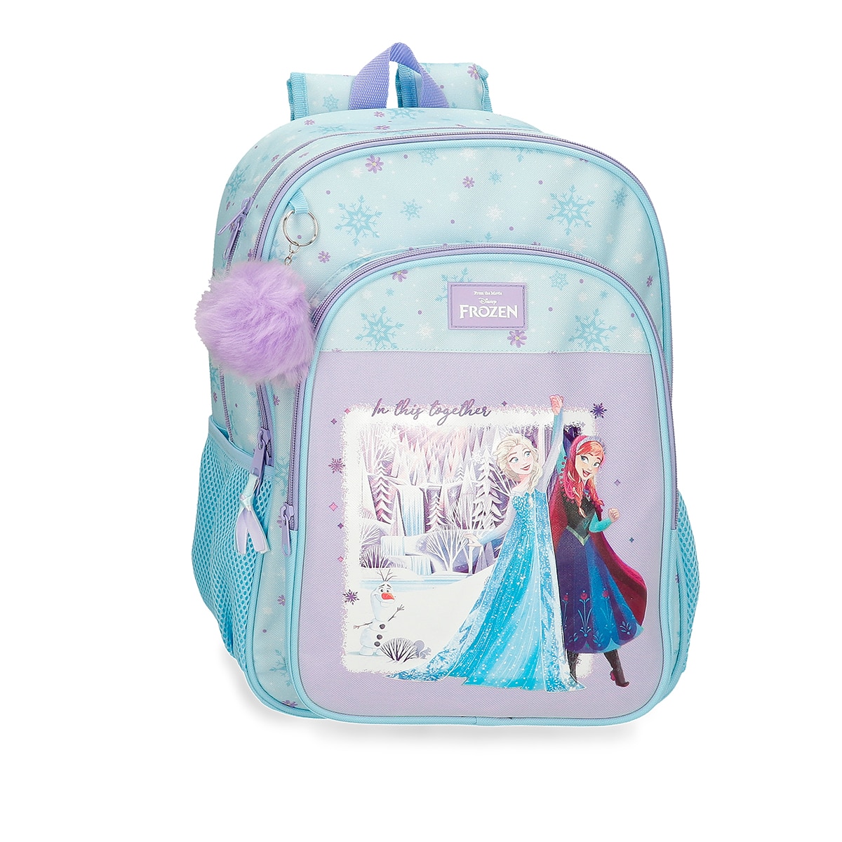 Imagem 0 de Mochila Escolar de Dois Compartimentos Frozen In This Together com Capacidade de 15,6l Adaptável a Trolley em Lilás