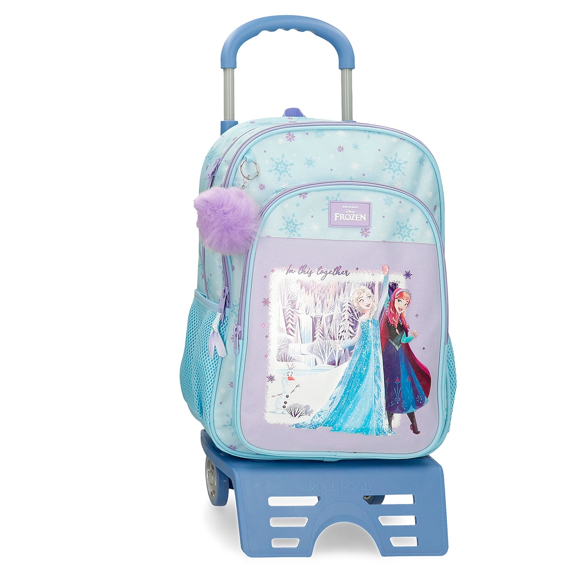 Imagem 0 de Mochila Escolar de Dois Compartimentos Frozen In This Together com Capacidade de 15,6l com Carro Lilás