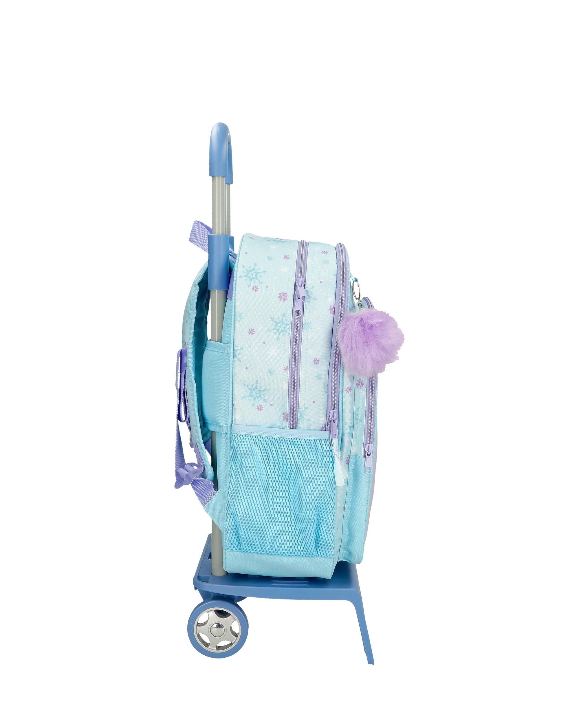 Mochila Escolar de Dois Compartimentos Frozen In This Together com Capacidade de 15,6l com Carro Lilás Roxo-2