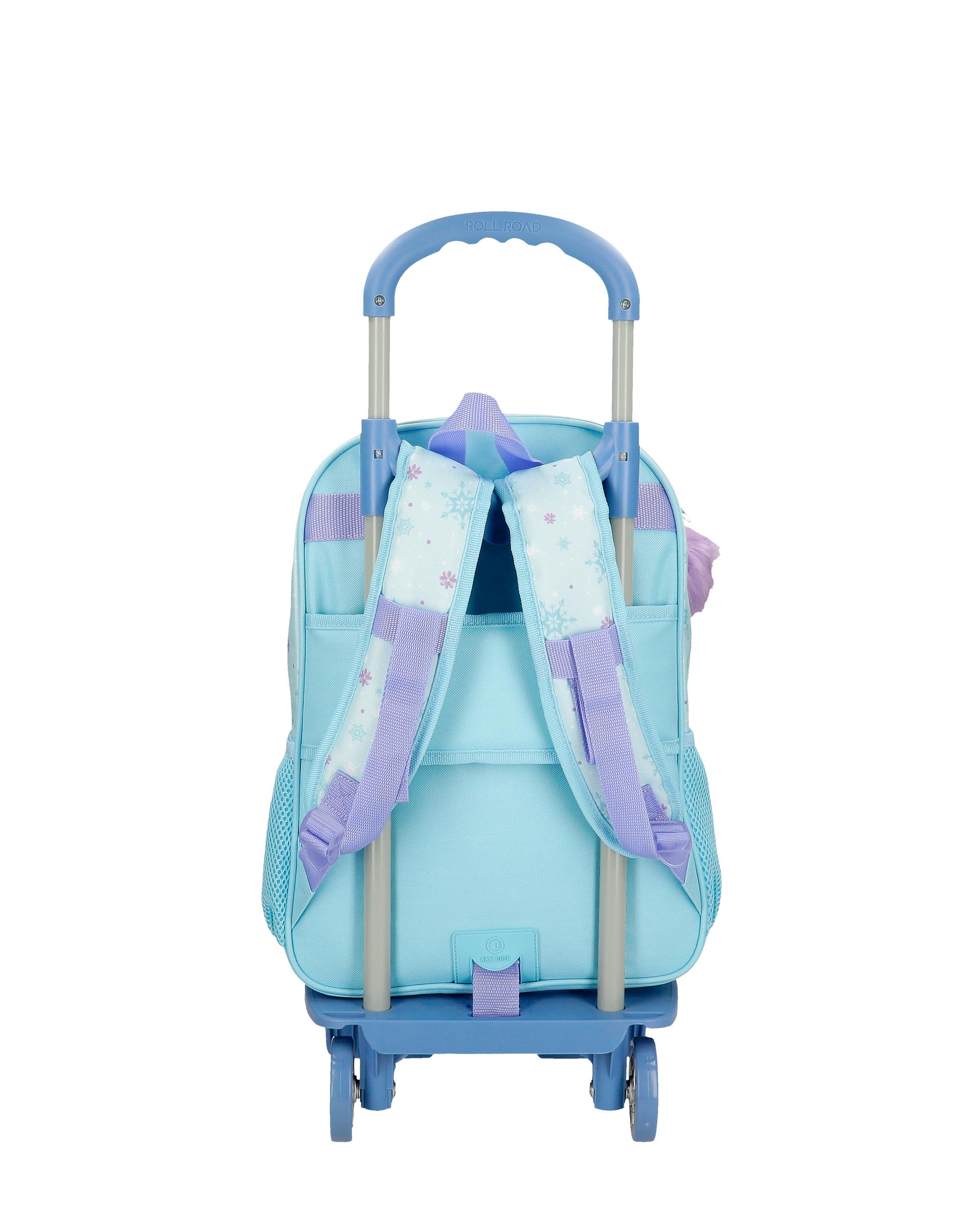 Mochila Escolar de Dois Compartimentos Frozen In This Together com Capacidade de 15,6l com Carro Lilás Roxo-3