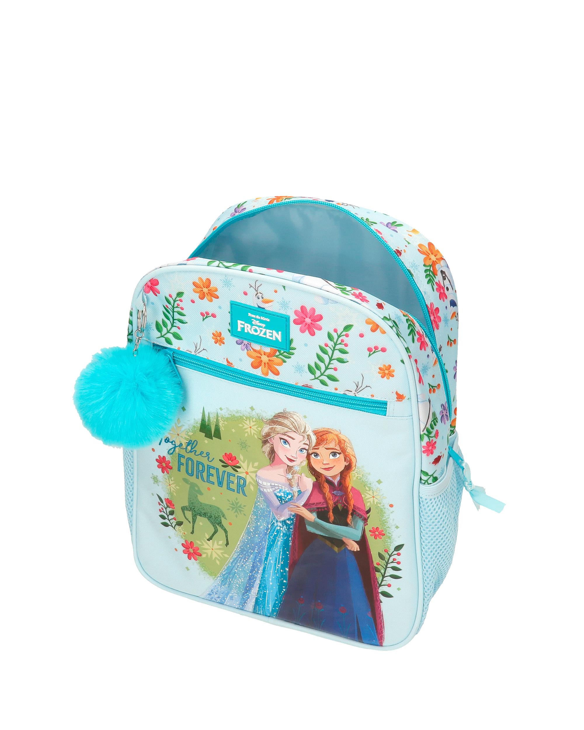 Mochila Escolar Frozen Forever com Capacidade de 9,801l Adaptável a Carrinho em Azul-claro Azul-4